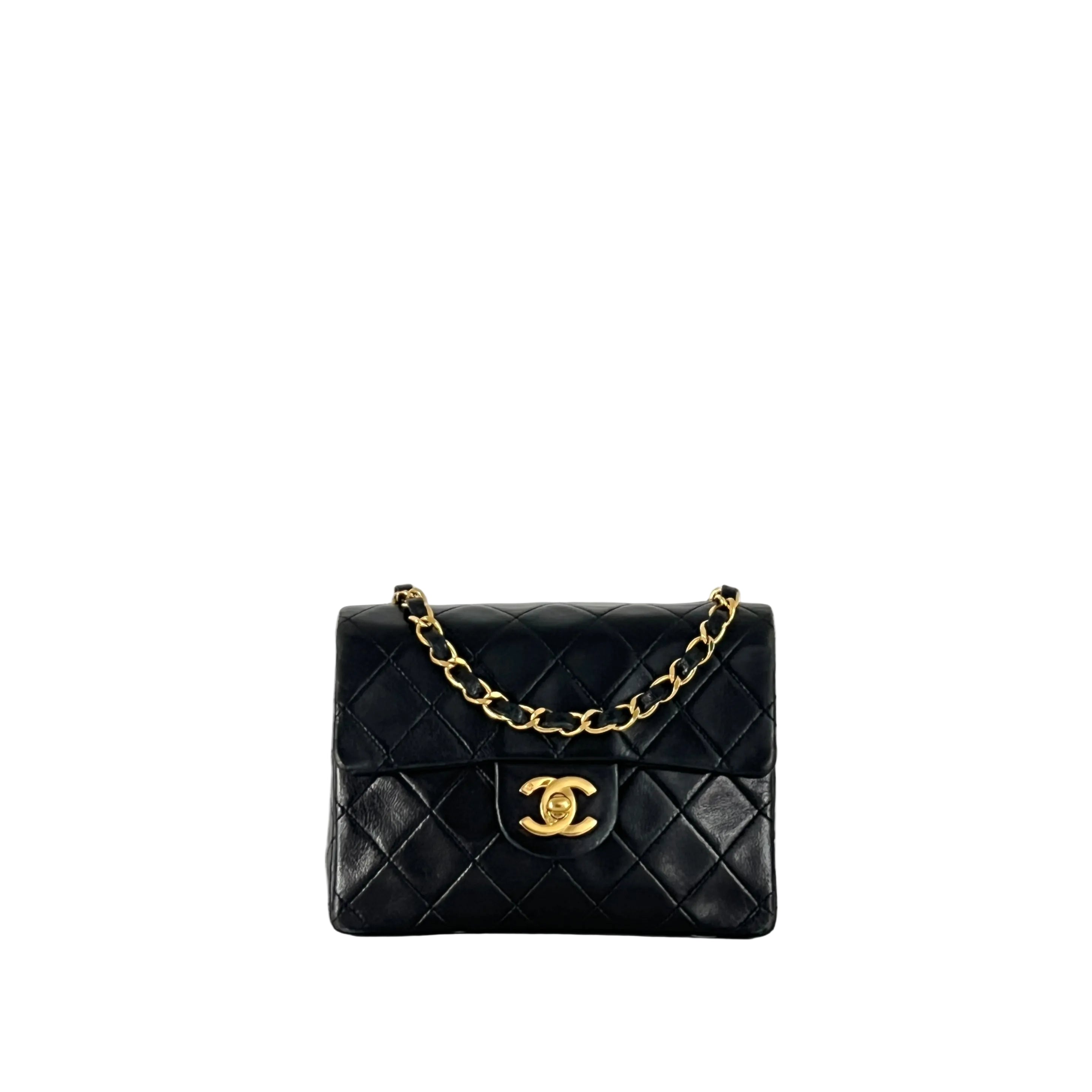 Sac à main CHANEL Timeless Classique Mini Single Flap cuir d'agneau noir
