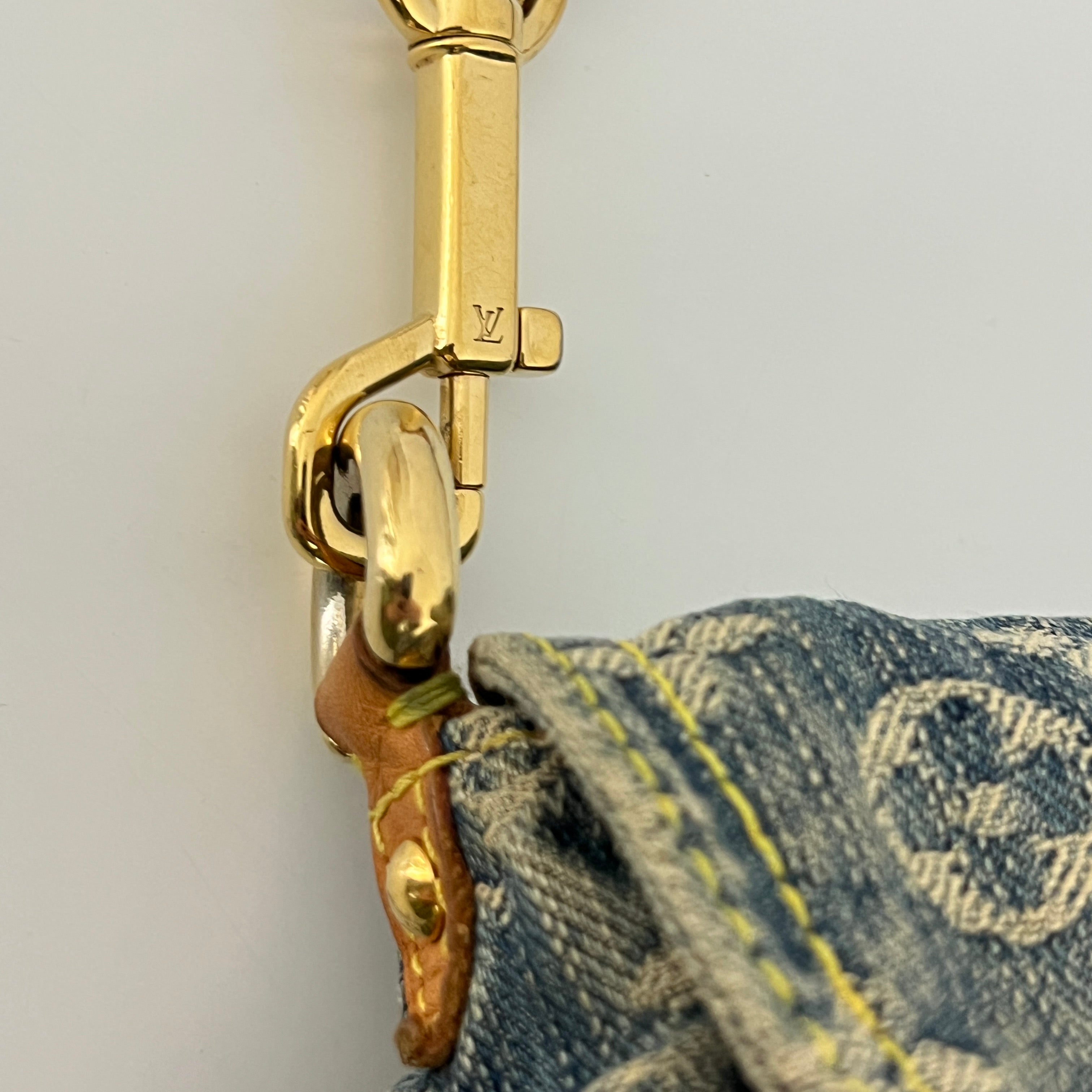 Sac à main LOUIS VUITTON Pleaty Denim toile et cuir bleu