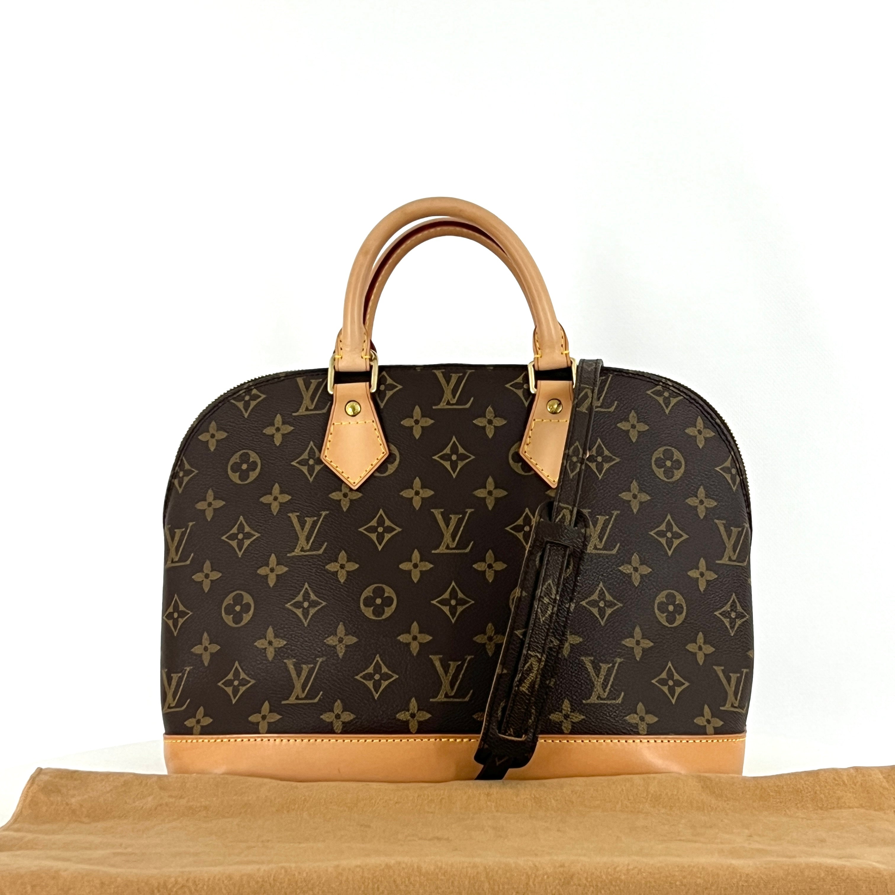 LOUIS VUITTON Alma PM handbag in brown canvas and leather