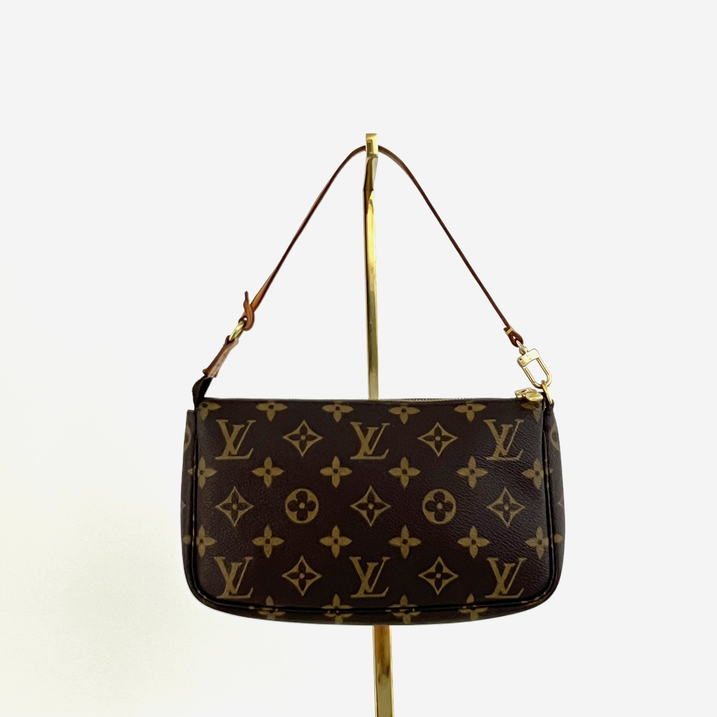 LOUIS VUITTON Pochette Accessoires handbag in brown canvas and leather
