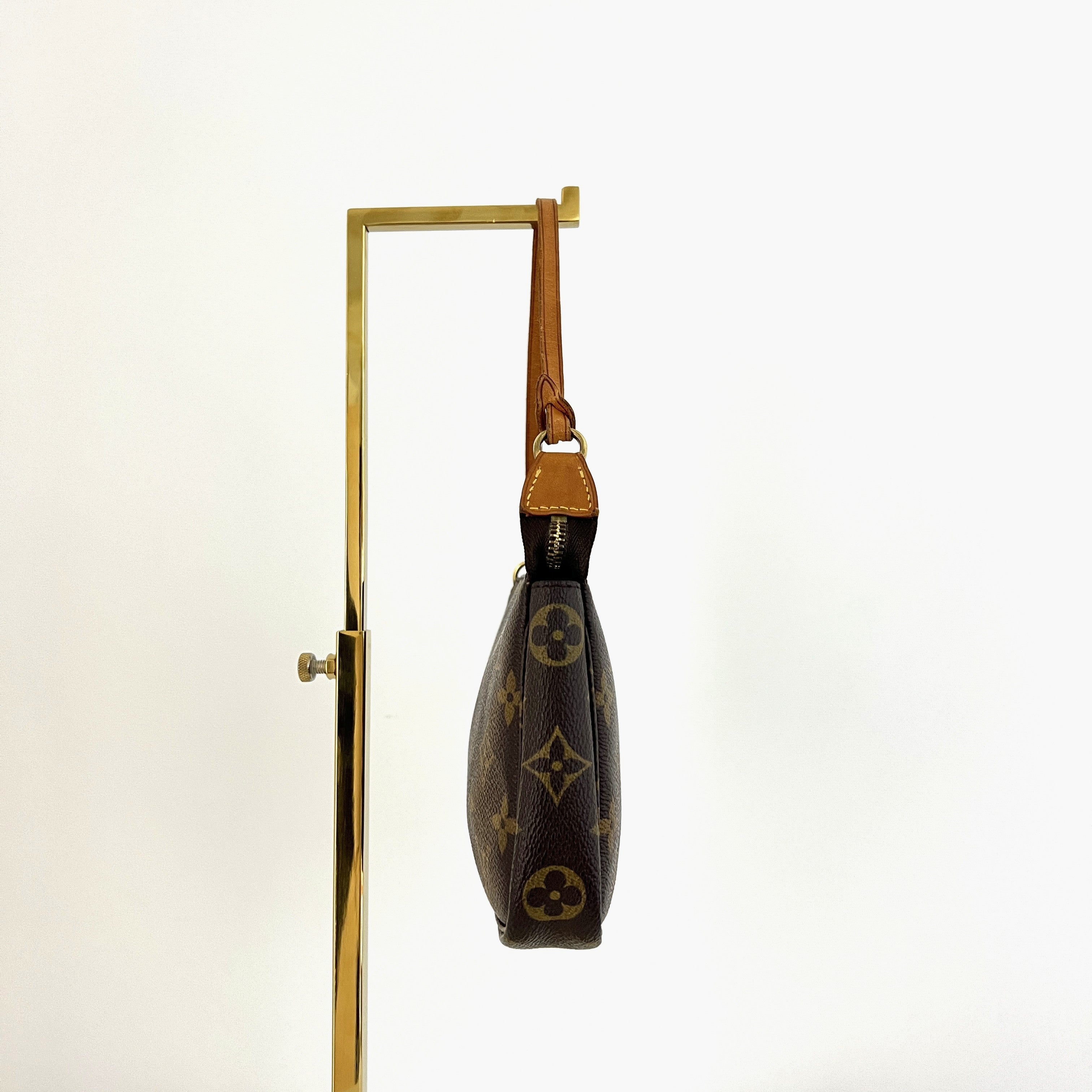 LOUIS VUITTON Pochette Accessoires handbag in brown canvas and leather