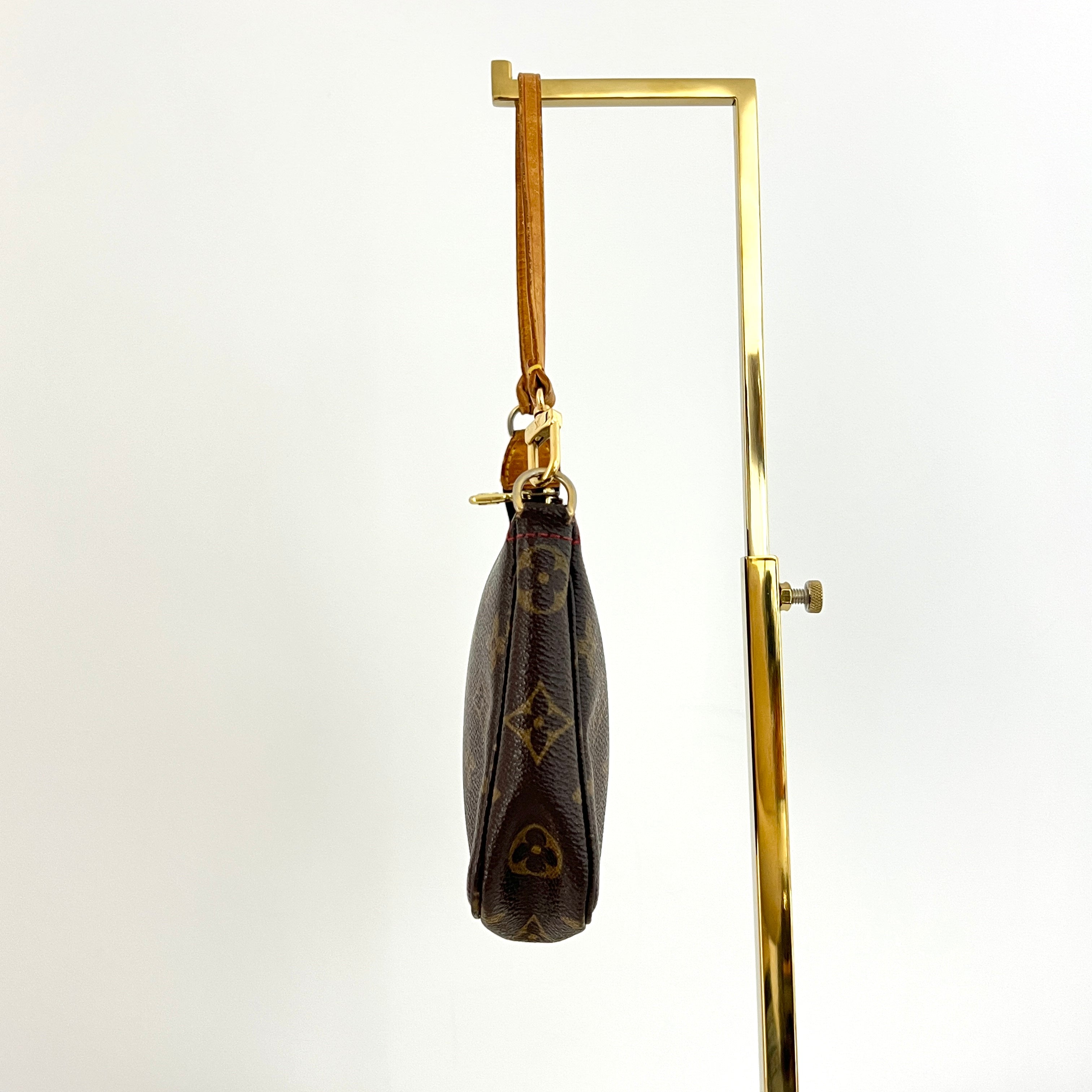 LOUIS VUITTON Pochette Accessoires handbag in brown canvas and leather