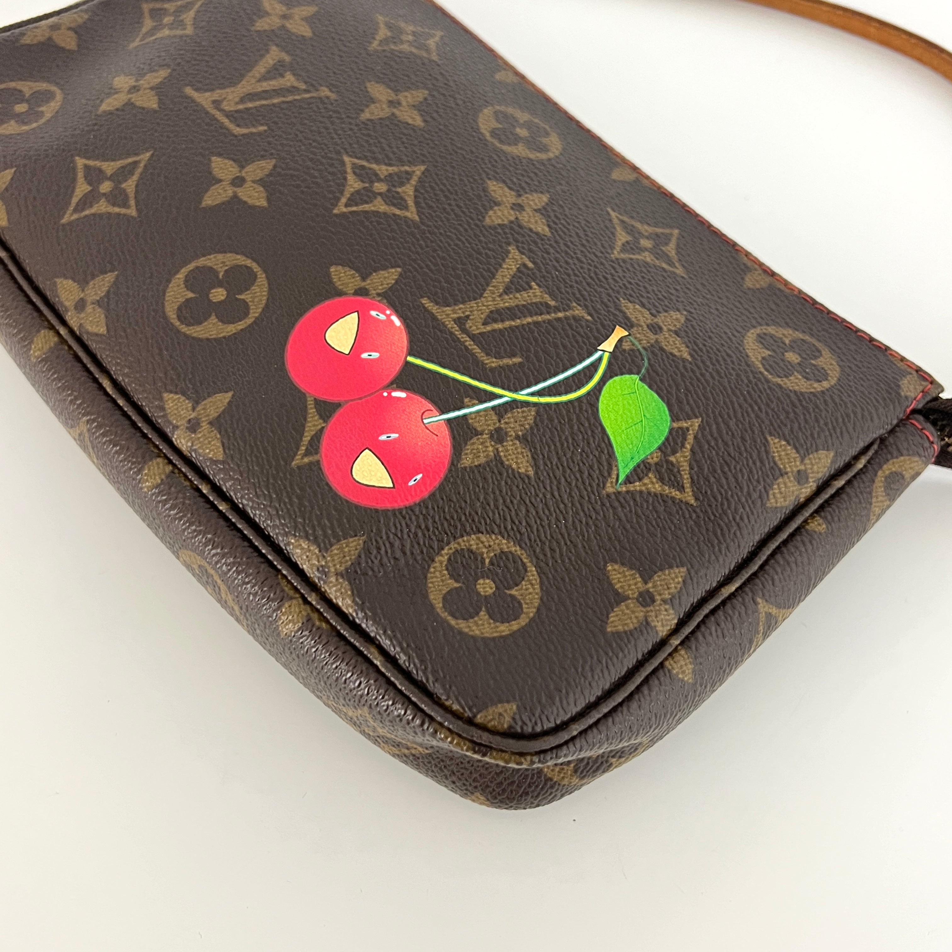 LOUIS VUITTON Pochette Accessoires handbag in brown canvas and leather