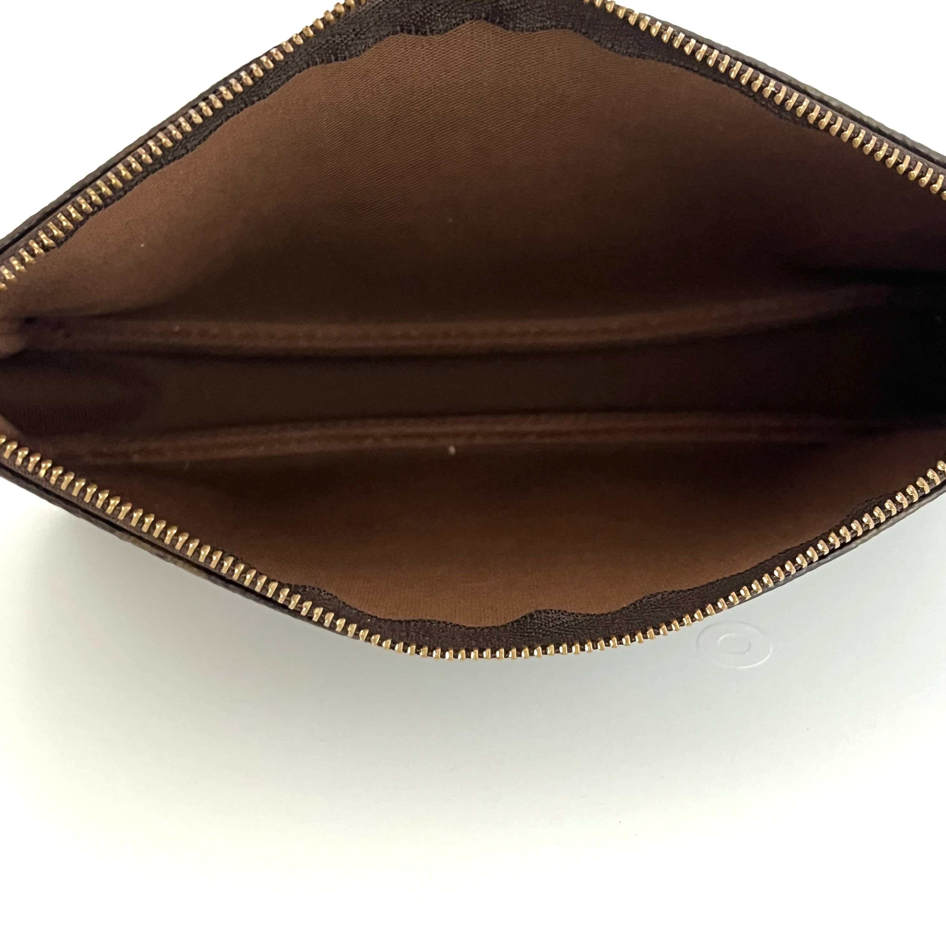 LOUIS VUITTON Pochette Accessoires handbag in brown canvas and leather