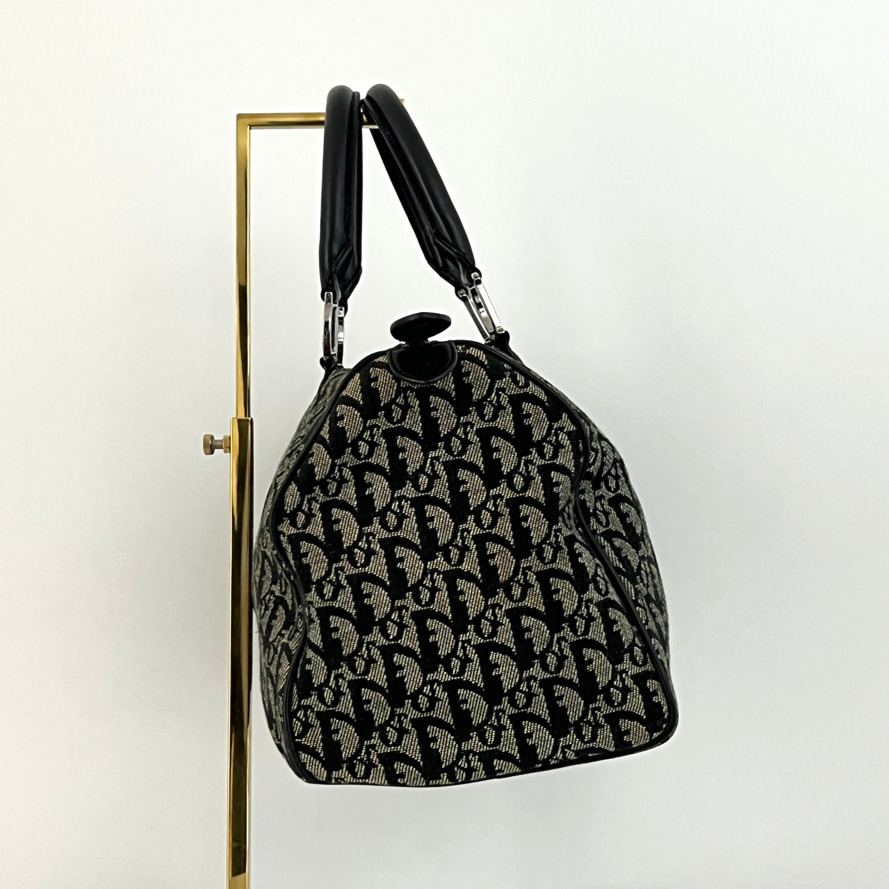 DIOR Boston Trotter handbag in navy canvas and leather