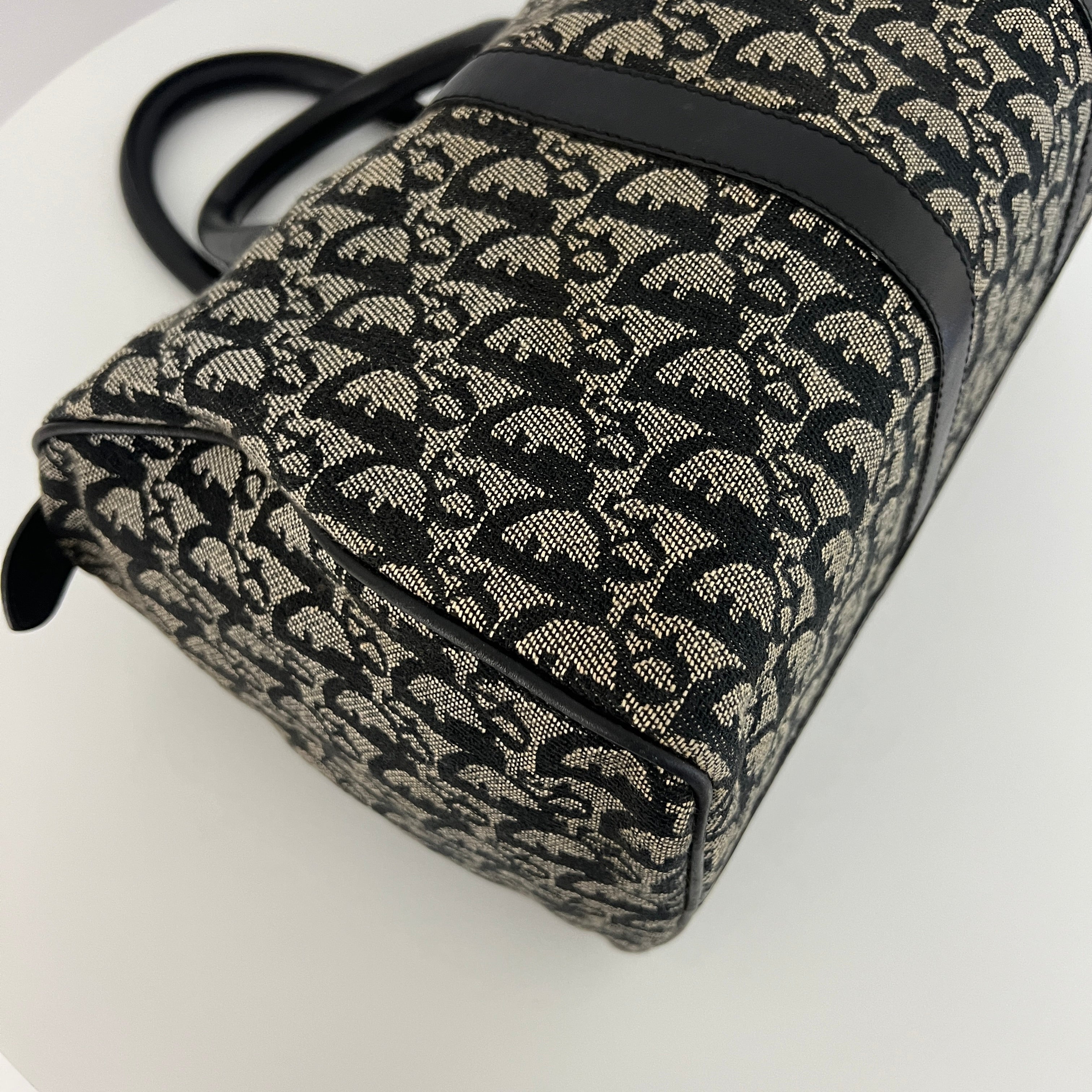 DIOR Boston Trotter handbag in navy canvas and leather