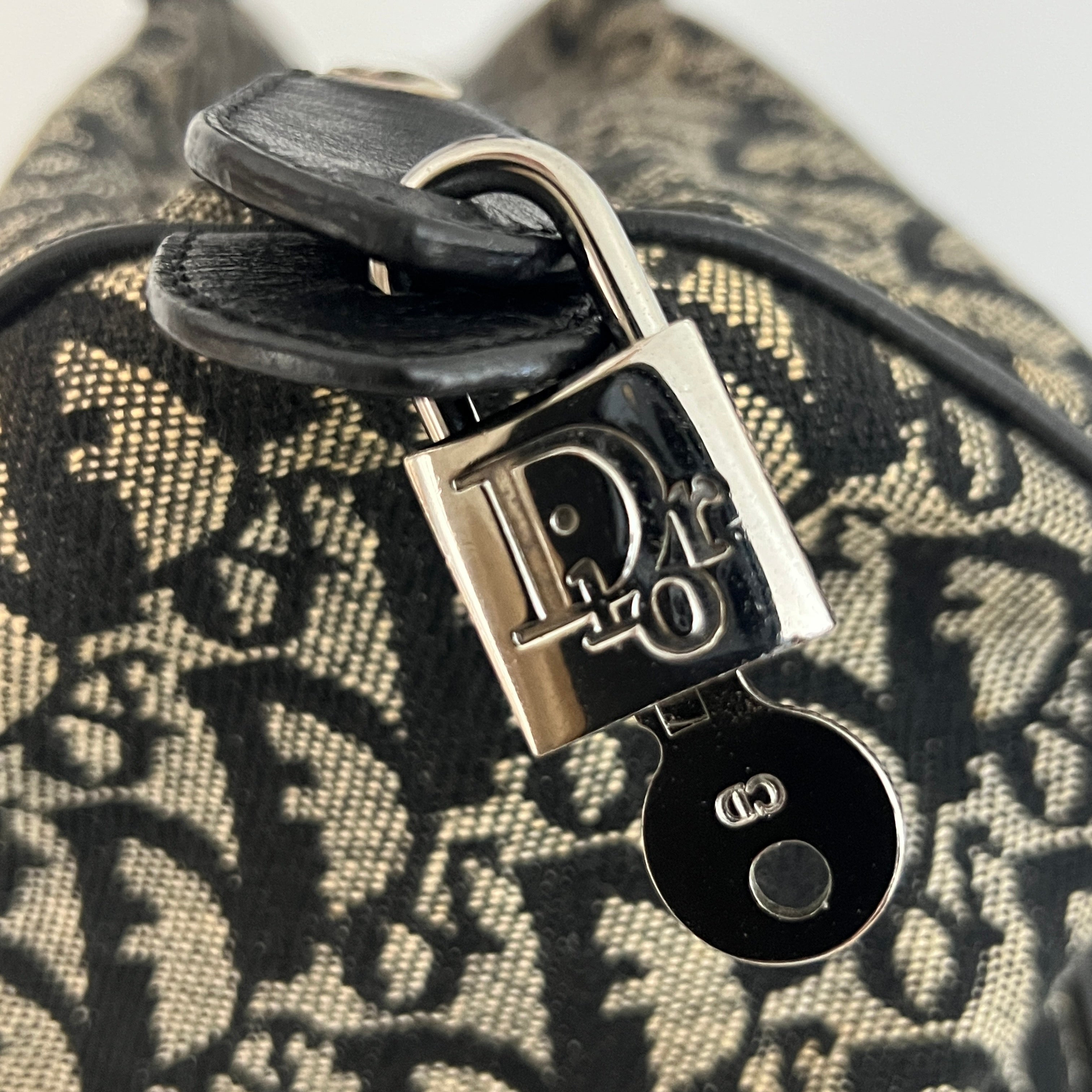 DIOR Boston Trotter handbag in navy canvas and leather