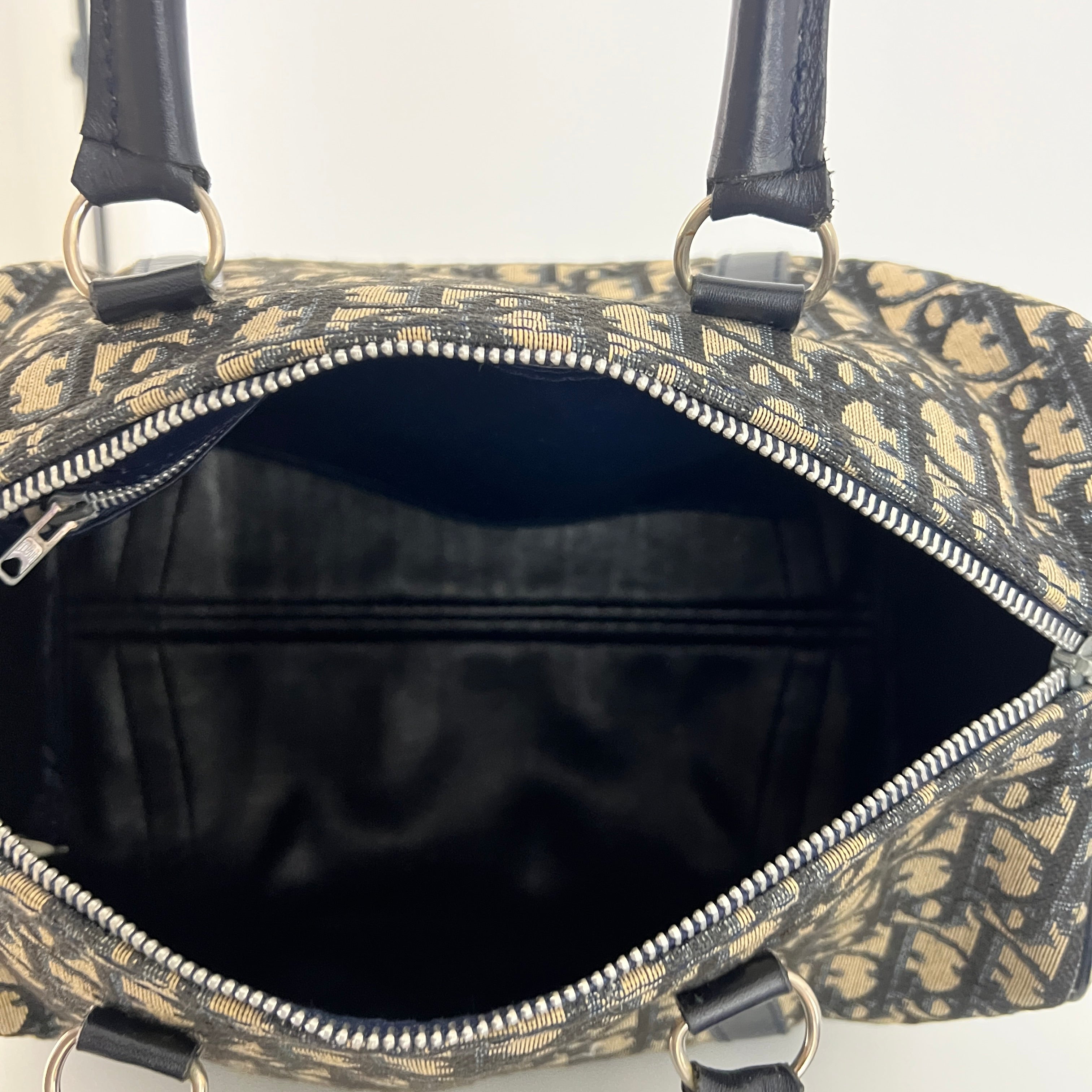 DIOR Boston Trotter Mini handbag in navy canvas and leather