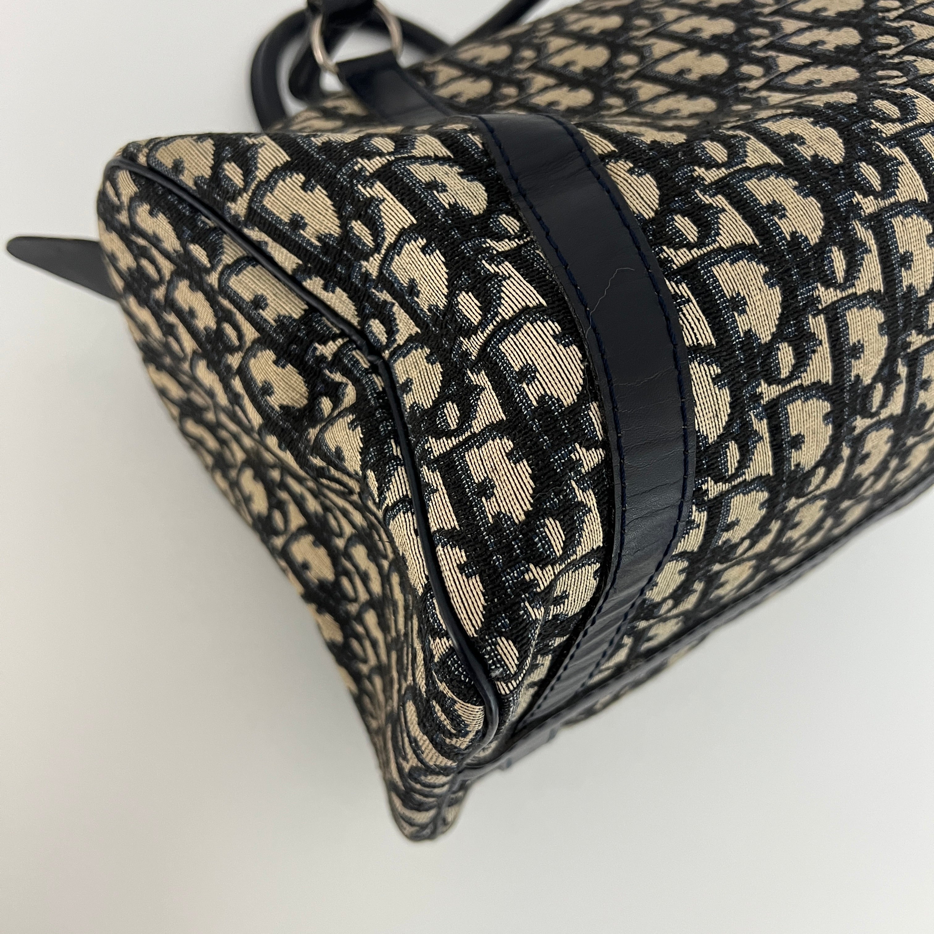 DIOR Boston Trotter Mini handbag in navy canvas and leather