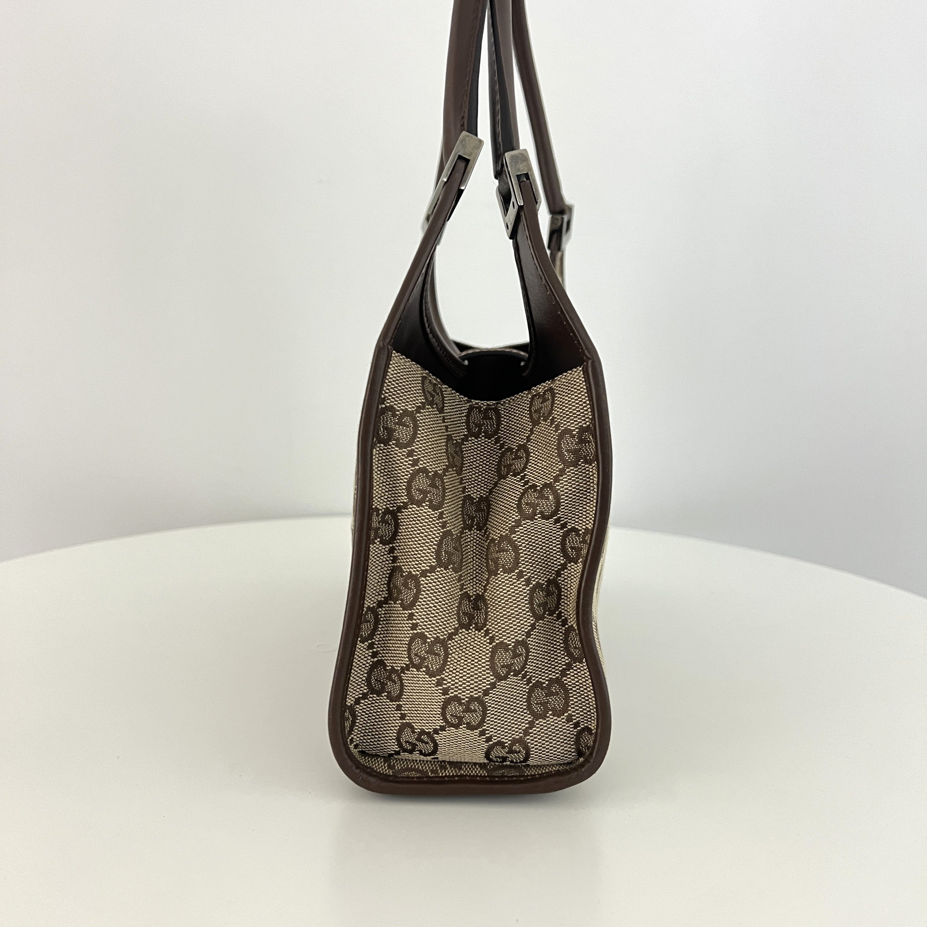 GUCCI Jackie canvas and brown leather handbag