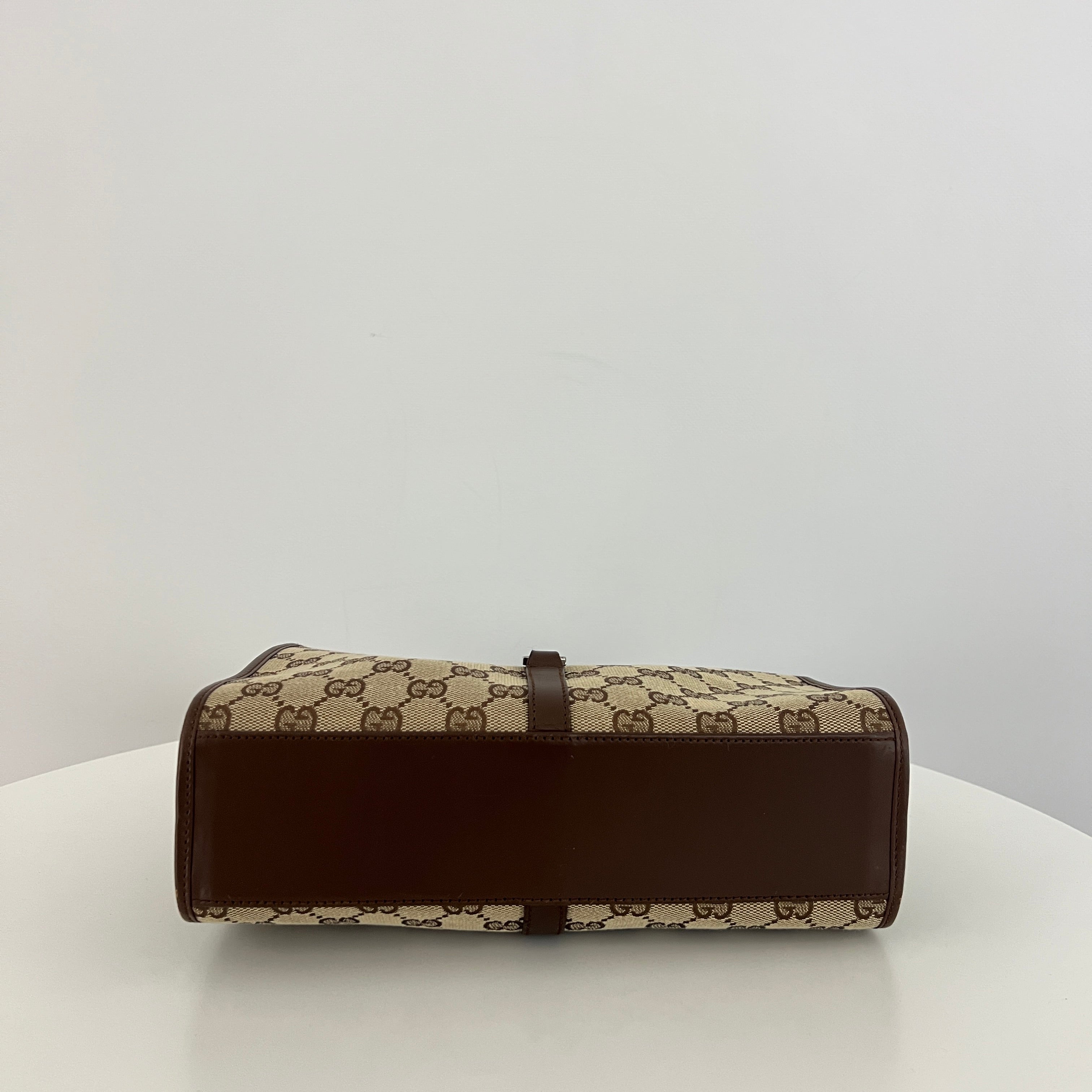 GUCCI Jackie canvas and brown leather handbag