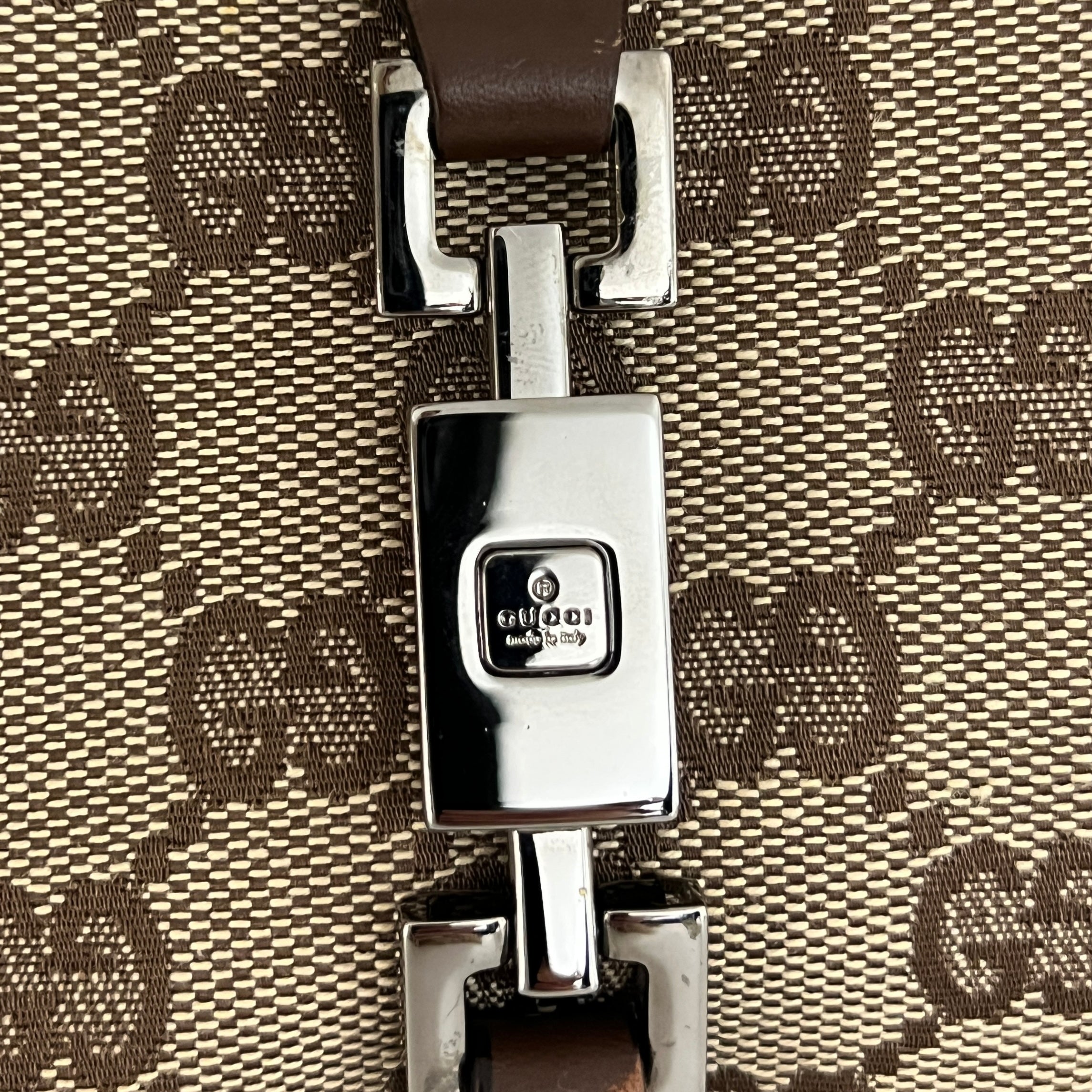 GUCCI Jackie canvas and brown leather handbag