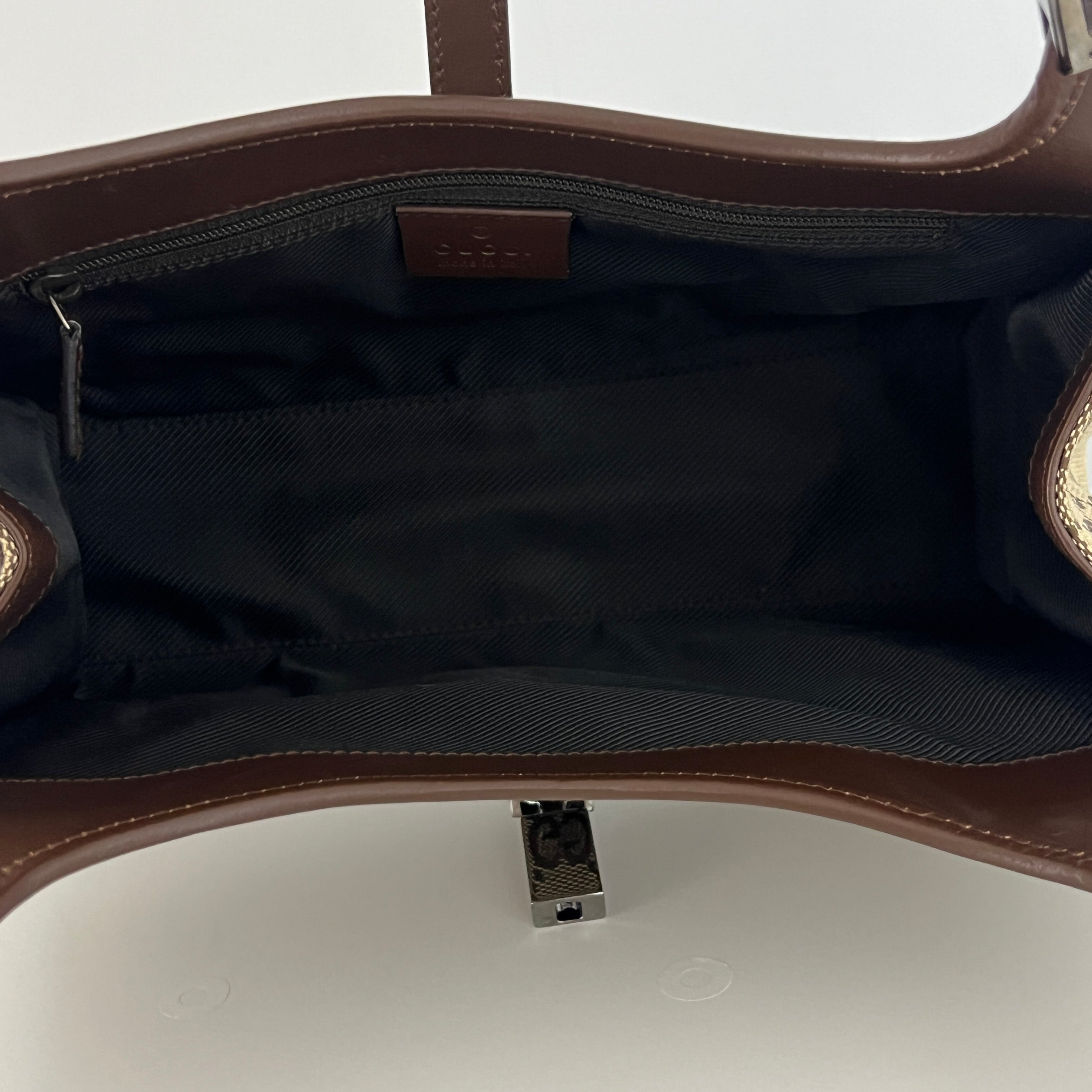 GUCCI Jackie canvas and brown leather handbag