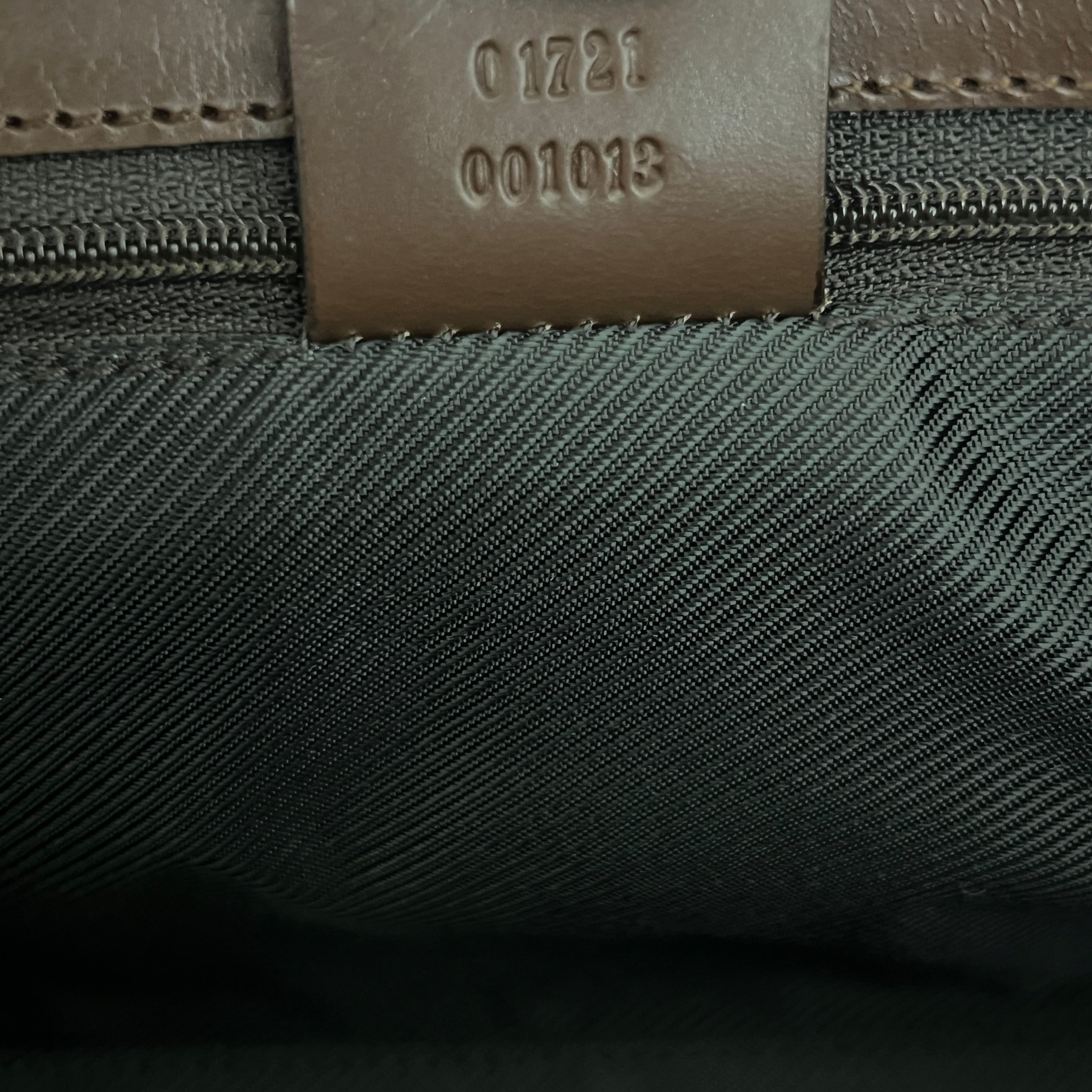 GUCCI Jackie canvas and brown leather handbag
