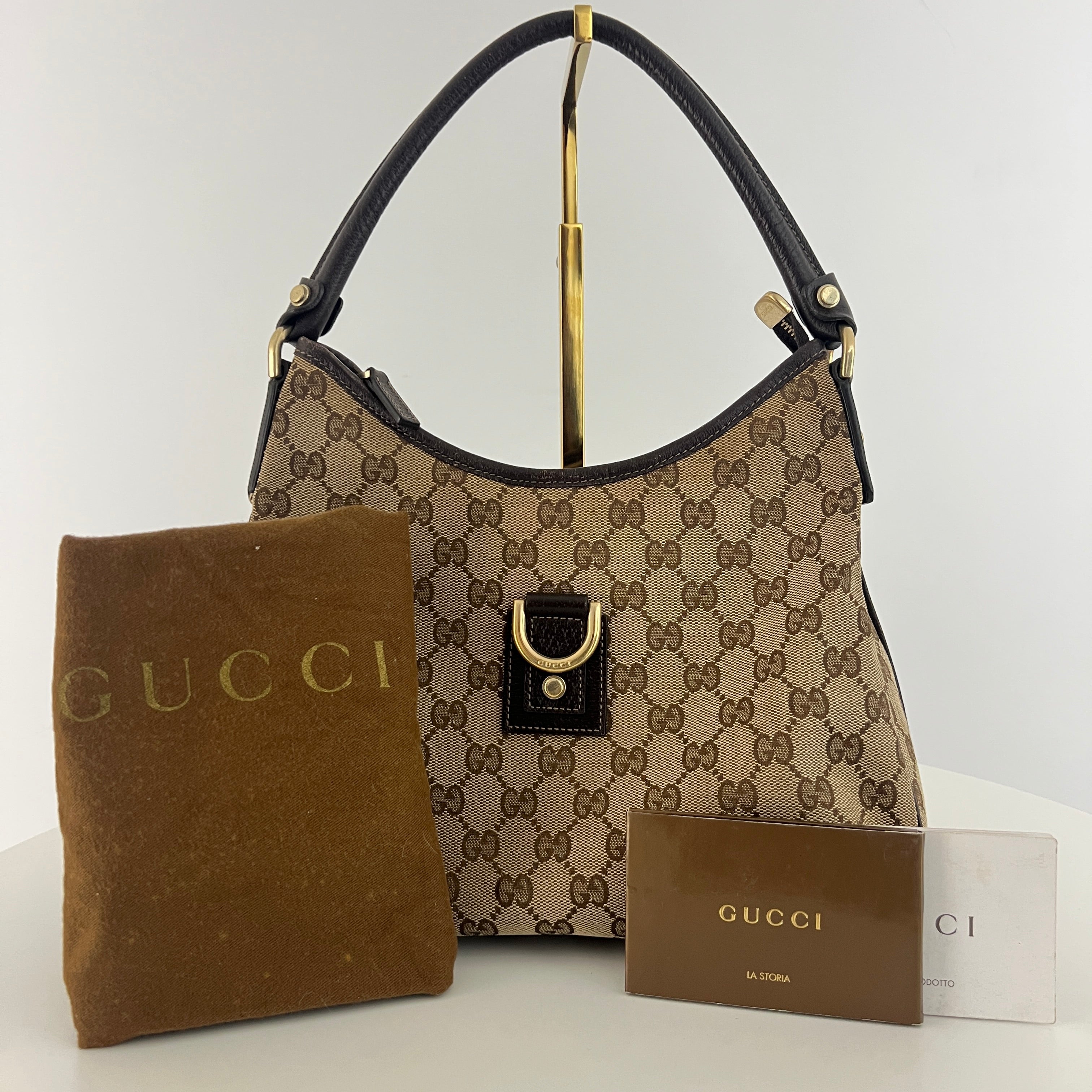 Sac à main GUCCI Abbey toile et cuir marron
