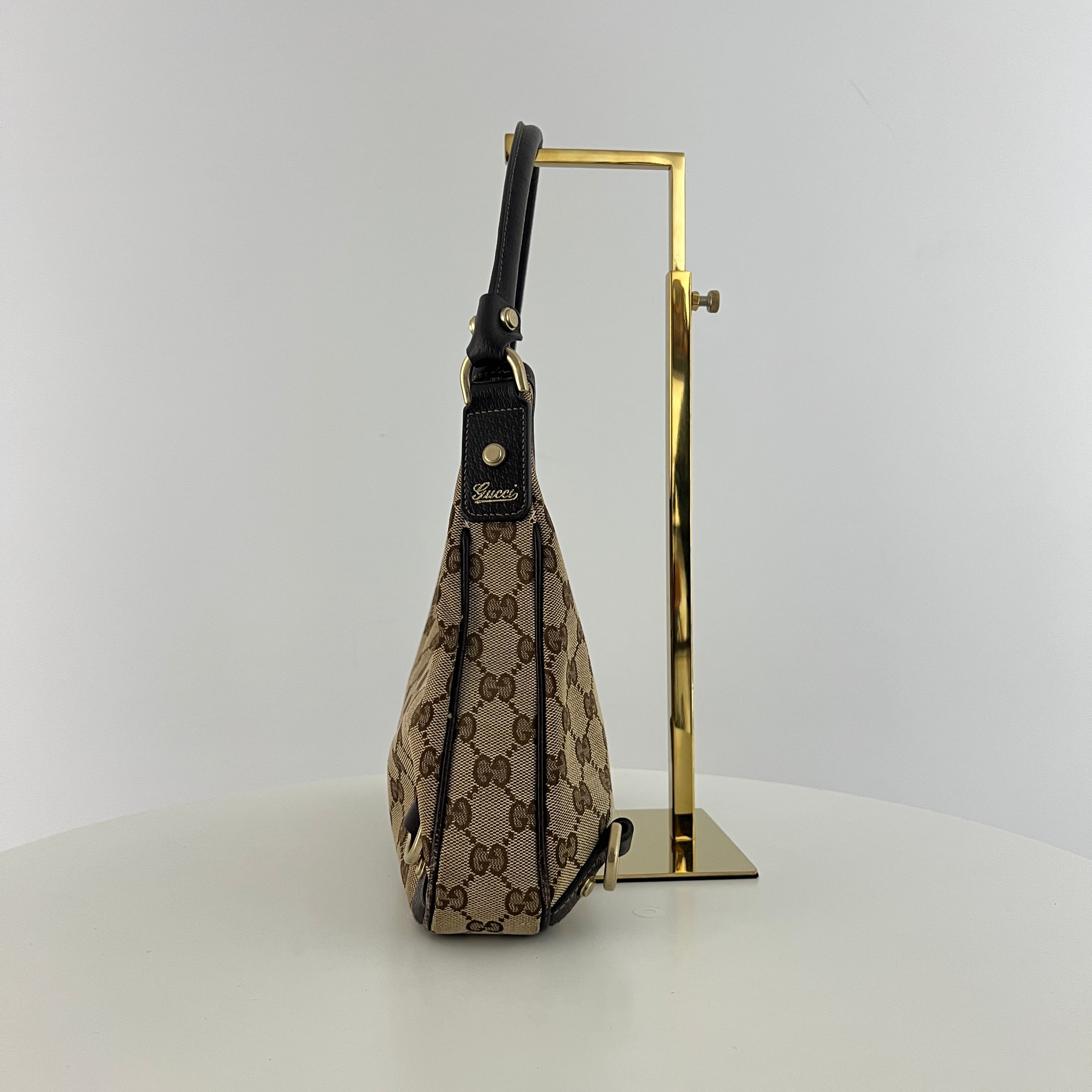 GUCCI Abbey brown canvas and leather bag