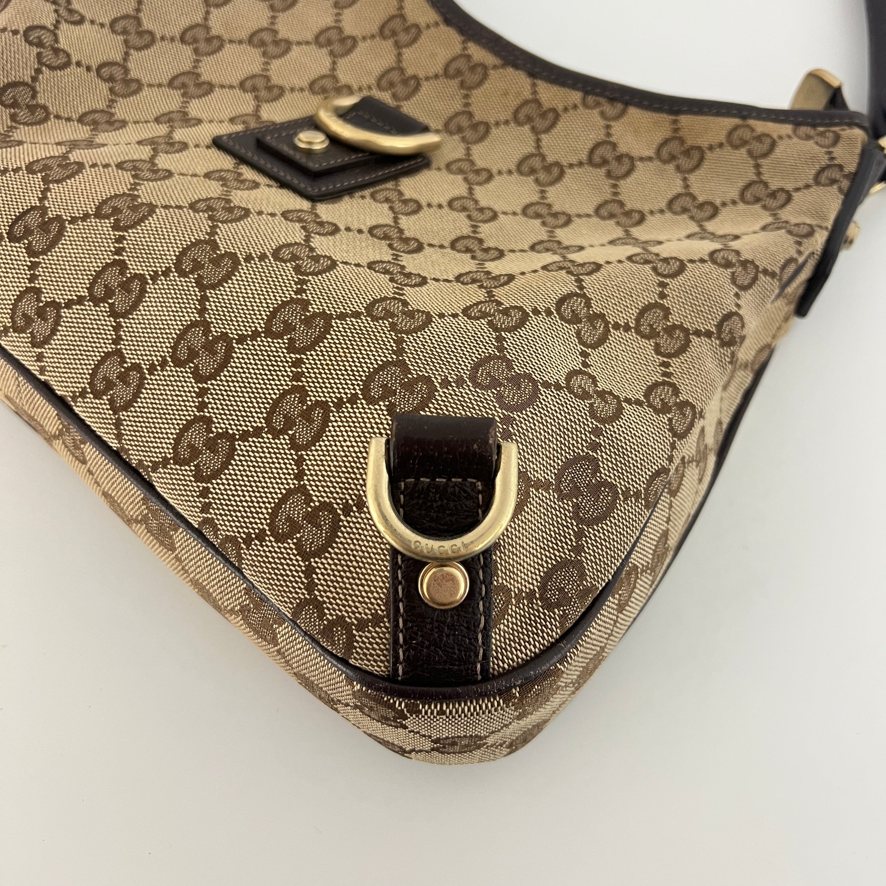 GUCCI Abbey brown canvas and leather bag