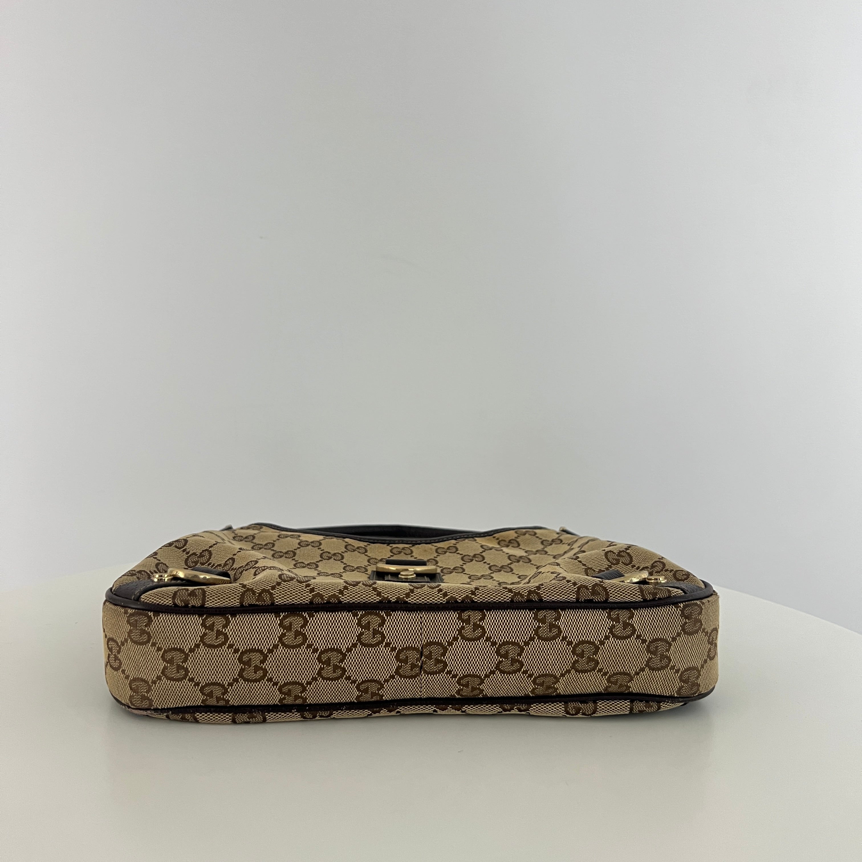 GUCCI Abbey brown canvas and leather bag