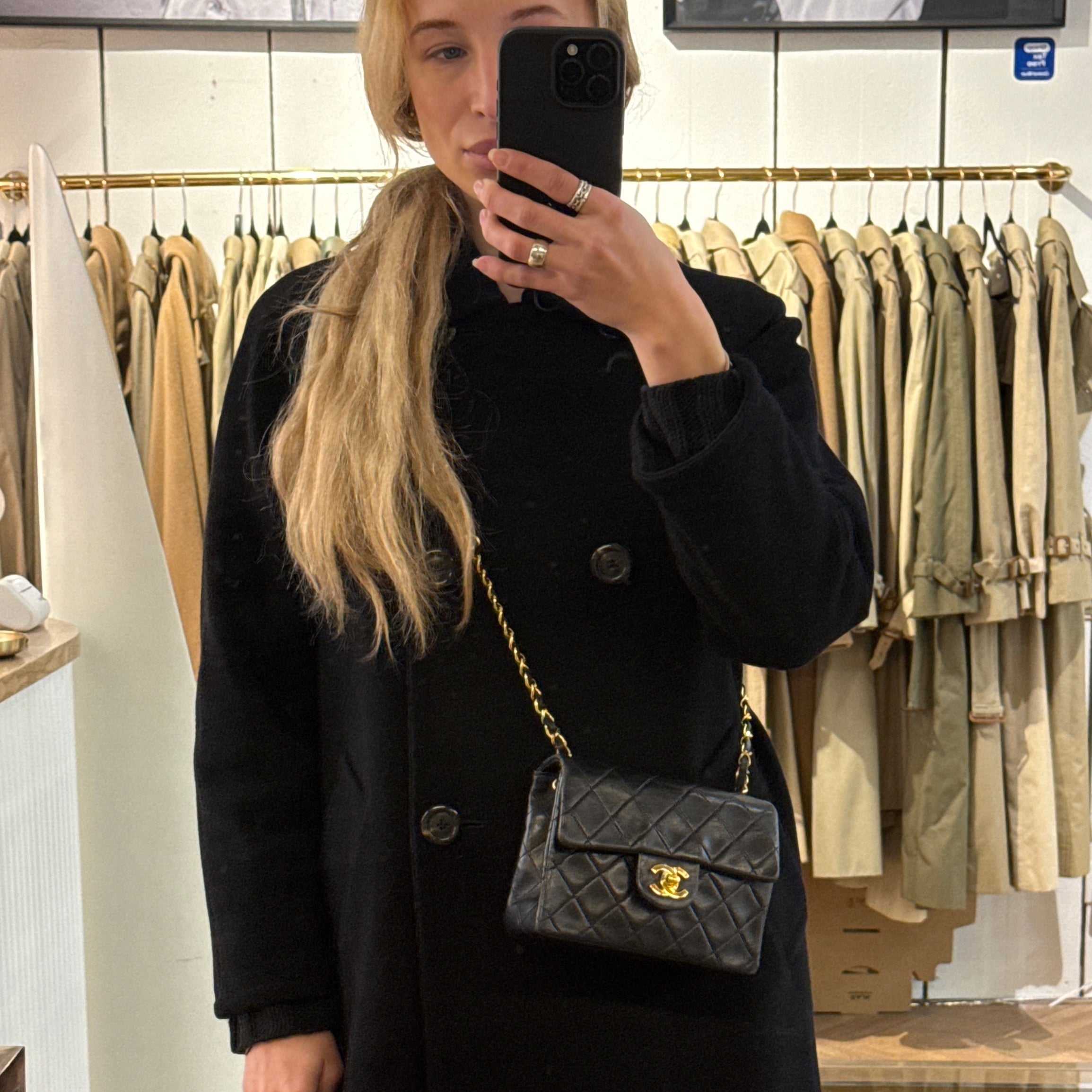 CHANEL Timeless Classique Mini Single Flap handbag in black lambskin leather