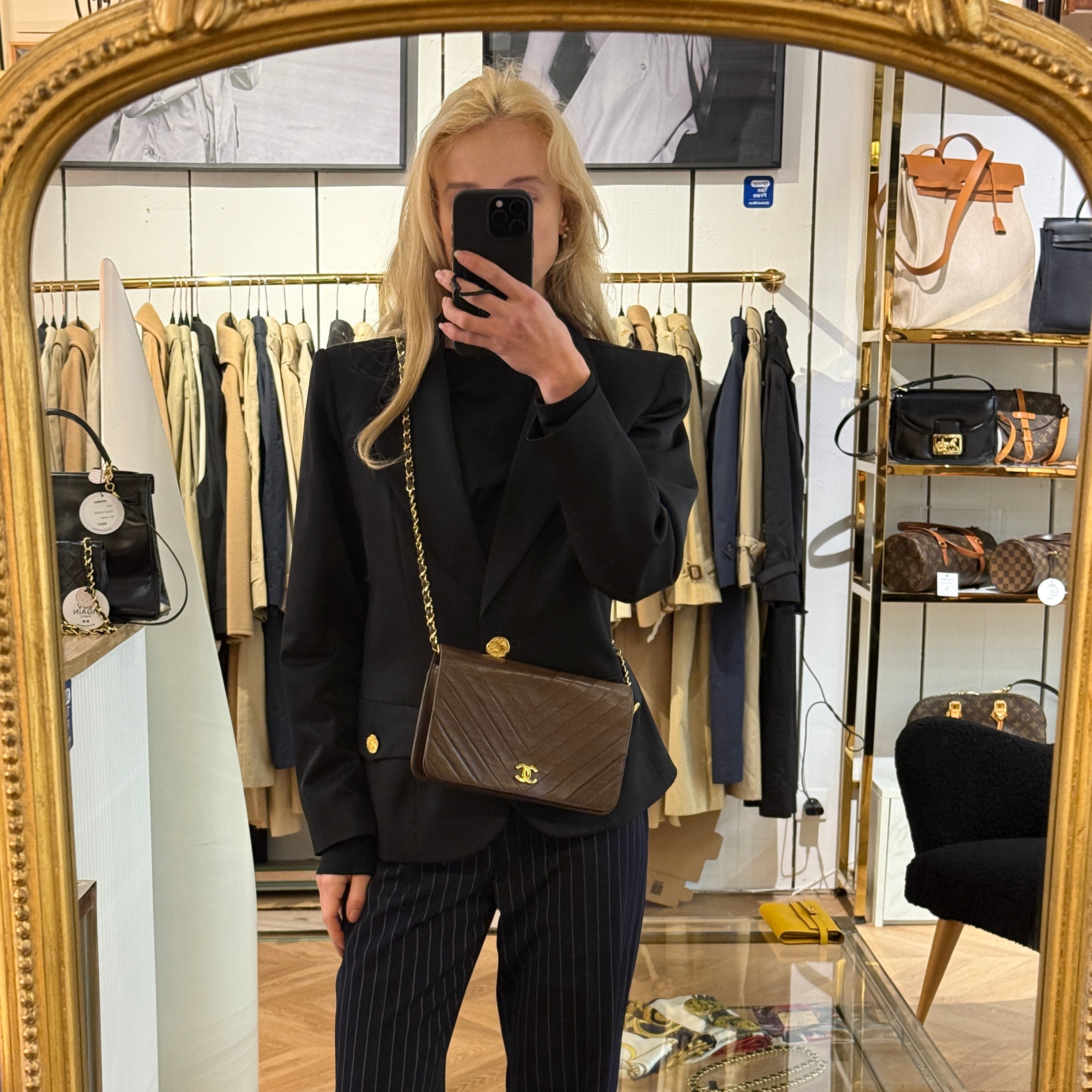 Sac à main CHANEL Timeless WOC Small cuir d'agneau marron