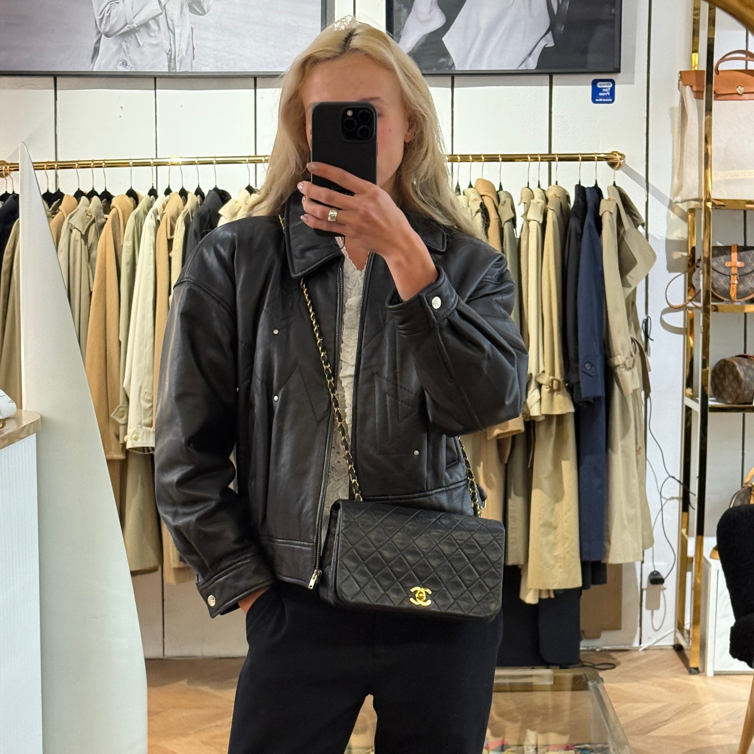 CHANEL Classic Small Shoulder Bag in black lambskin