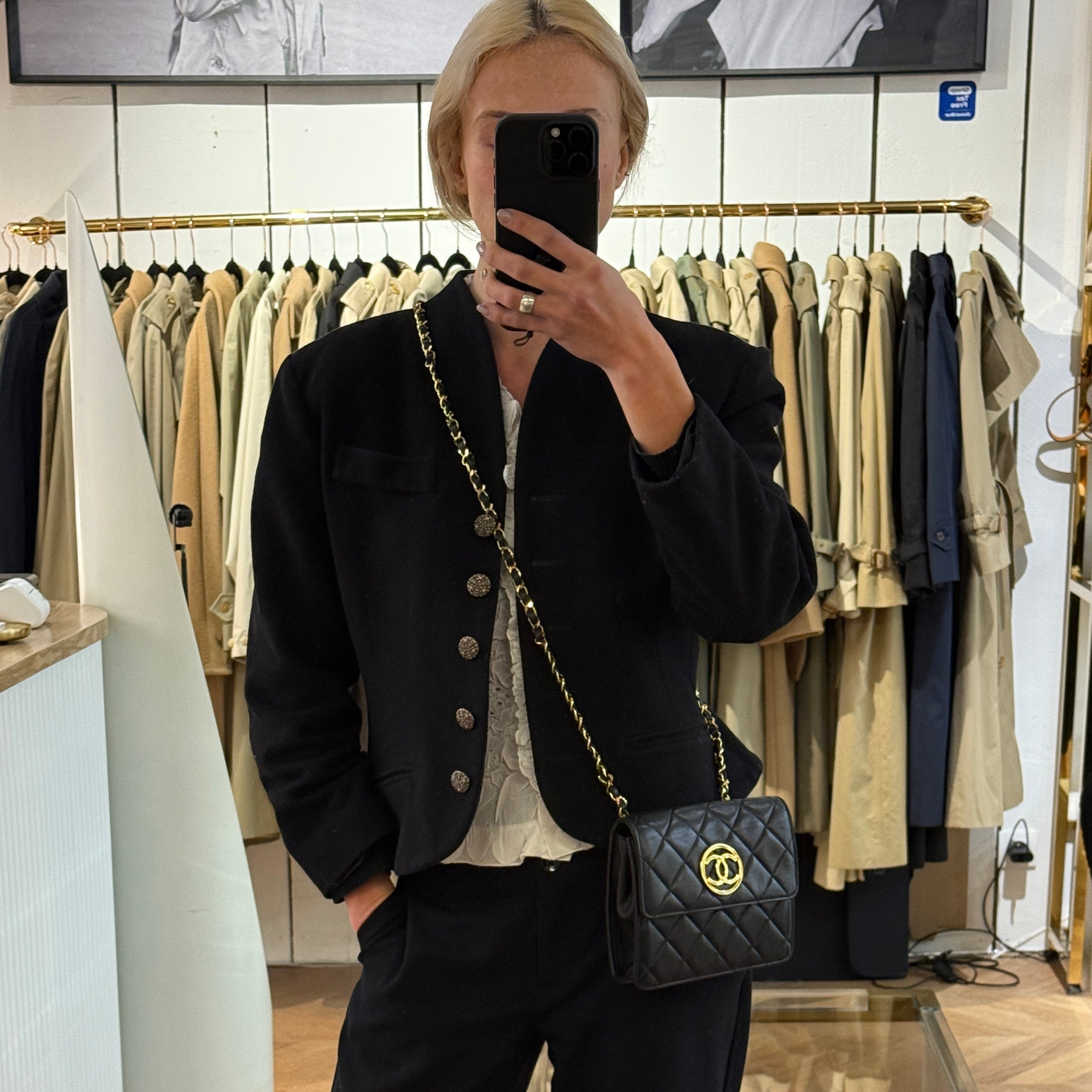 CHANEL Timeless Coco Mark shoulder bag in black lambskin