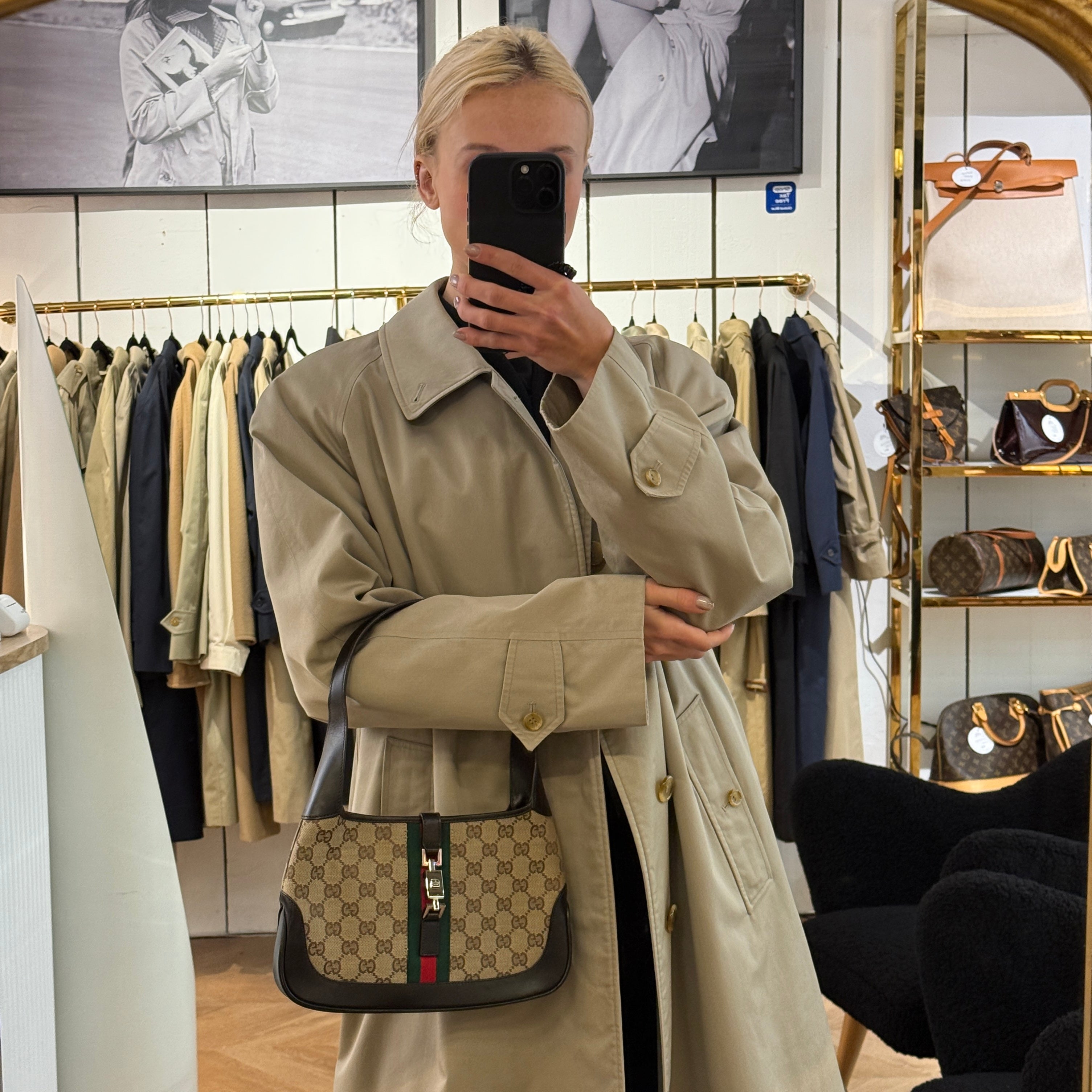 GUCCI Jackie Small brown canvas and leather bag