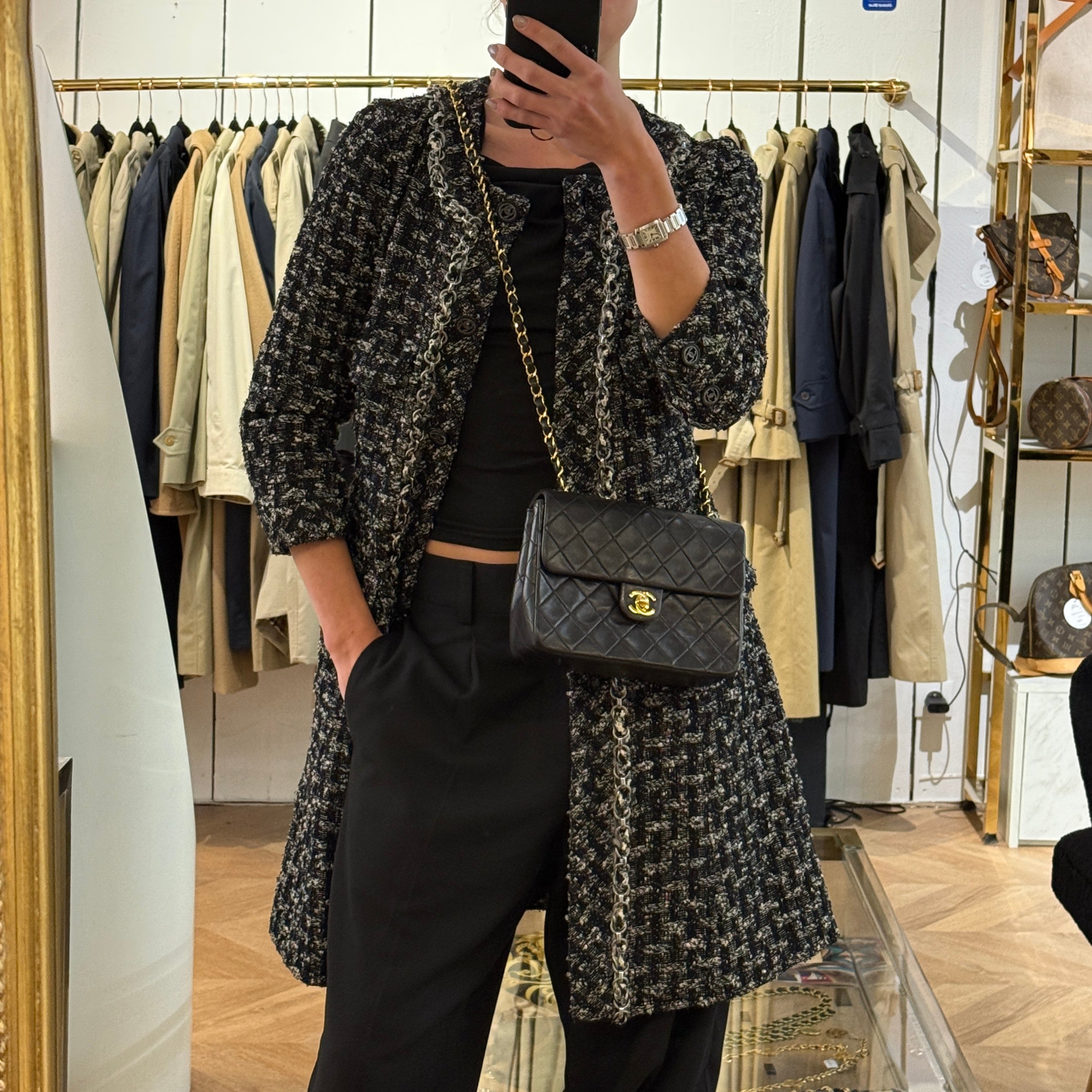 CHANEL Classic Mini Rectangle shoulder bag black lambskin