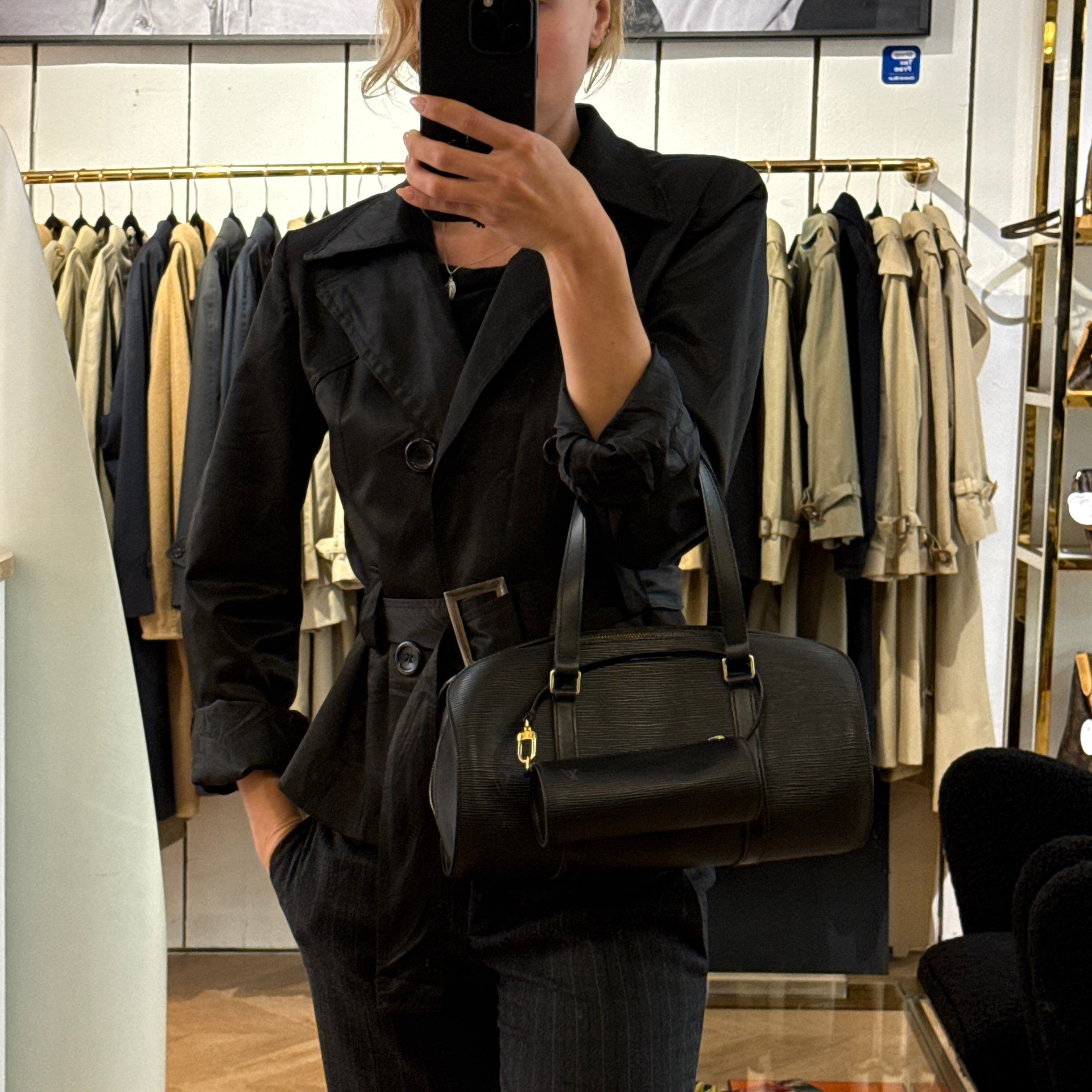 LOUIS VUITTON Soufflot bag black Epi leather