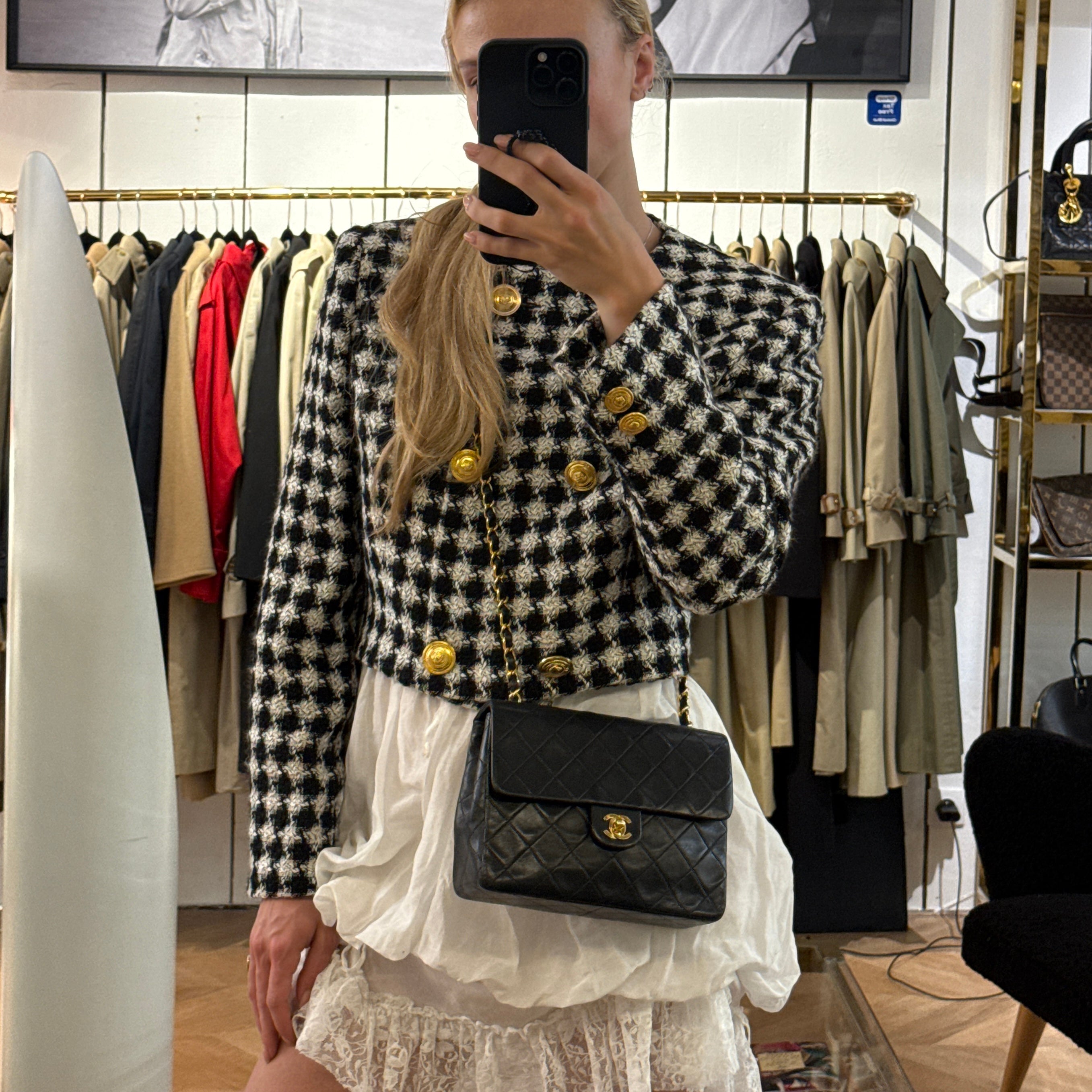 CHANEL Classic Mini Shoulder Bag Black Lambskin