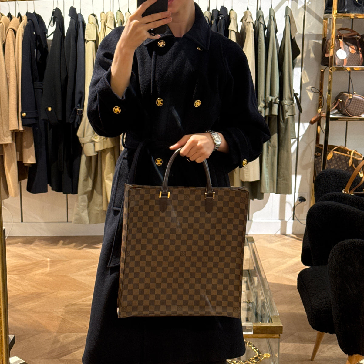 LOUIS VUITTON Sac Plat bag vintage brown canvas and leather 2005