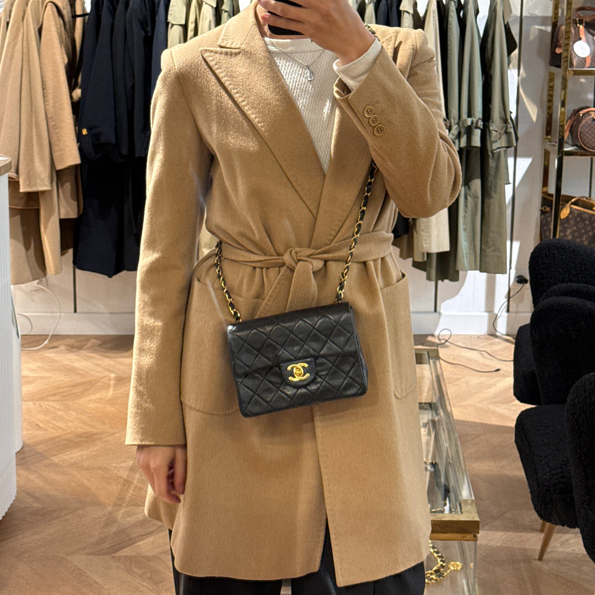 CHANEL Classic Mini shoulder bag in black lambskin, vintage 1989-1991
