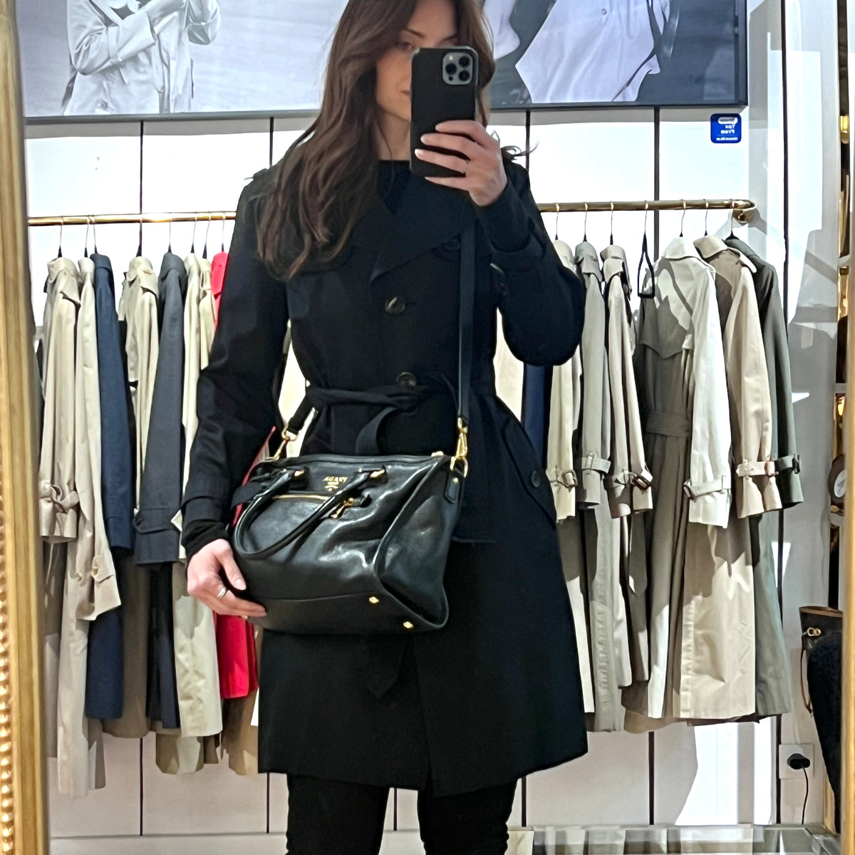 PRADA Vitello Daino black grained leather bag