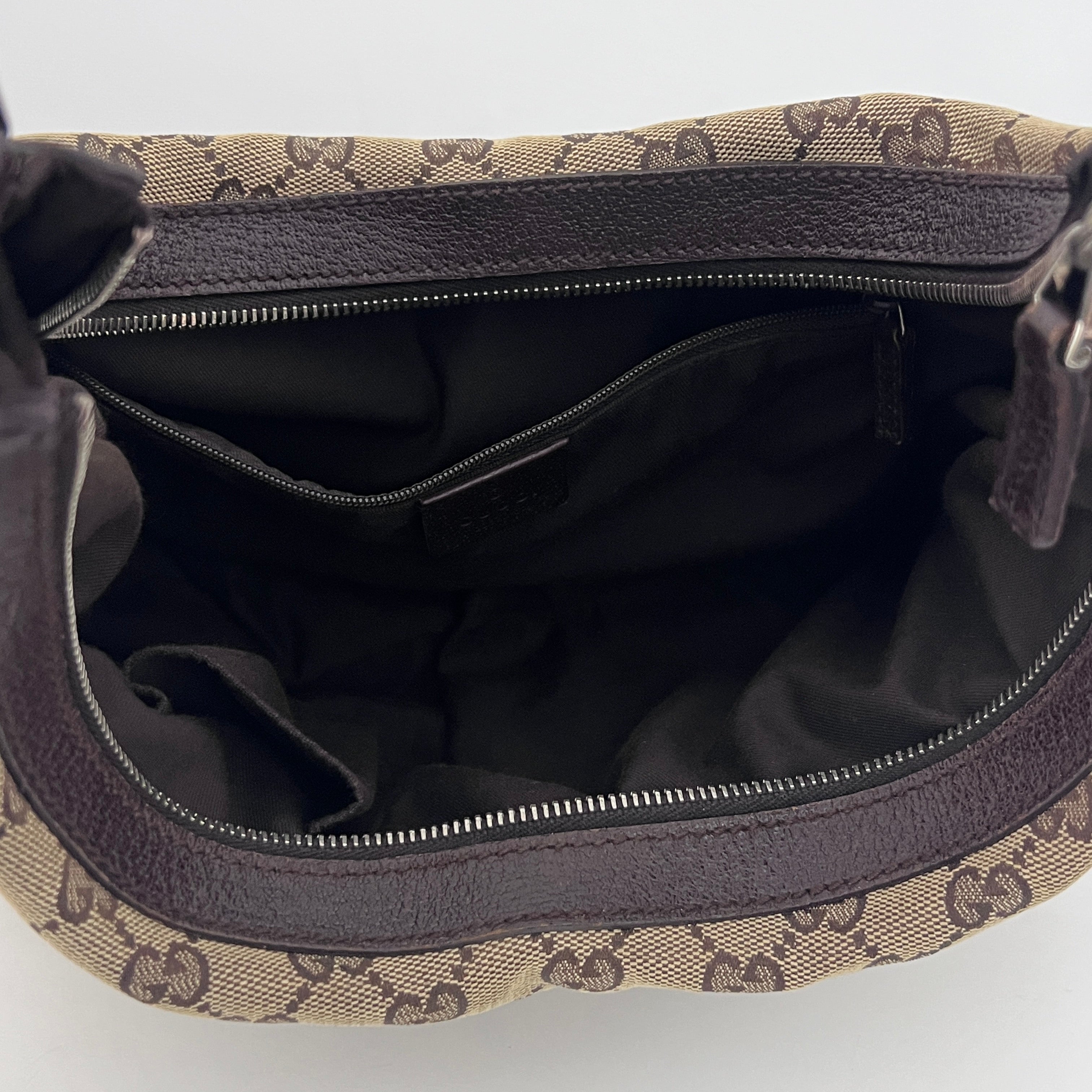 Sac GUCCI Hobo GG toile et cuir marron