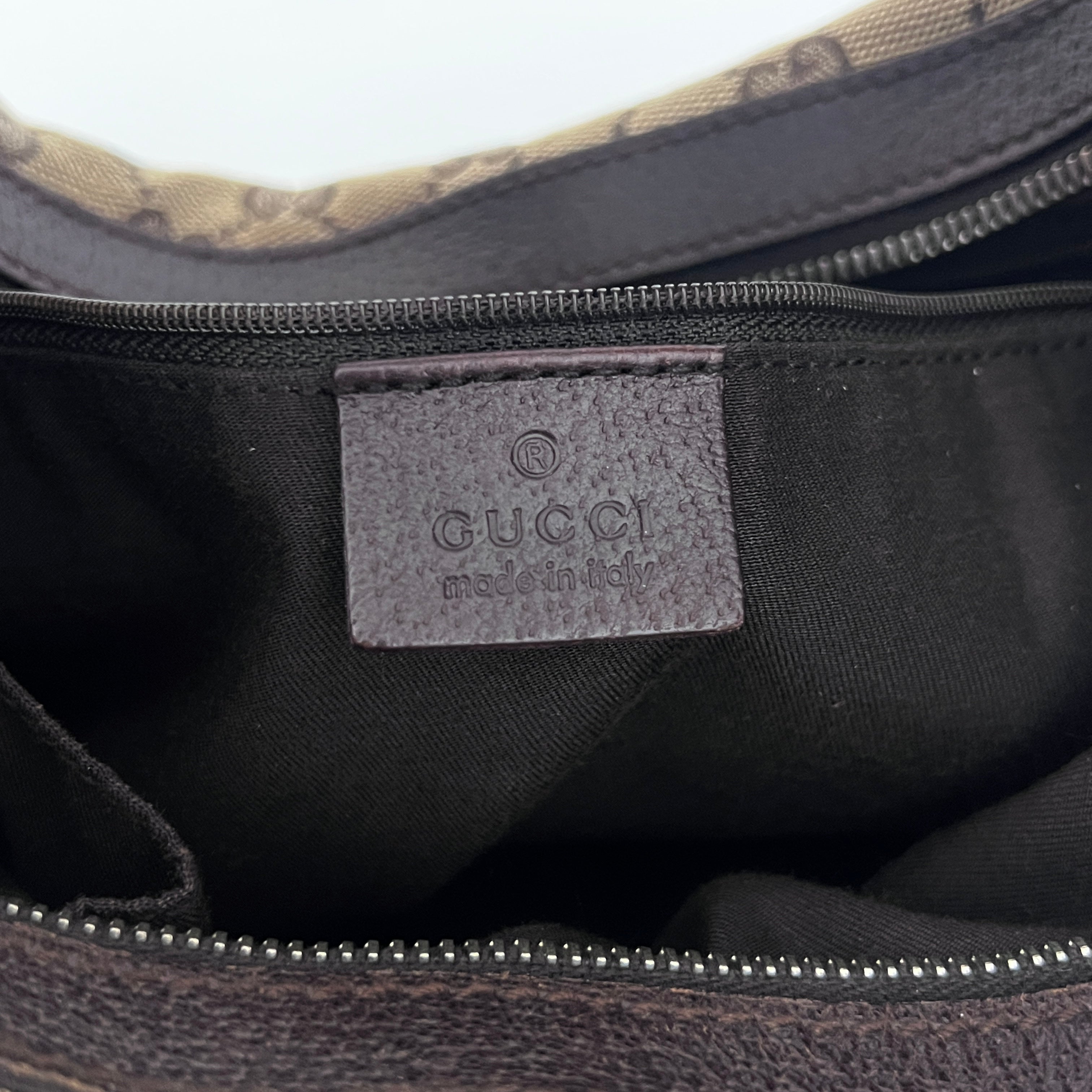Sac GUCCI Hobo GG toile et cuir marron