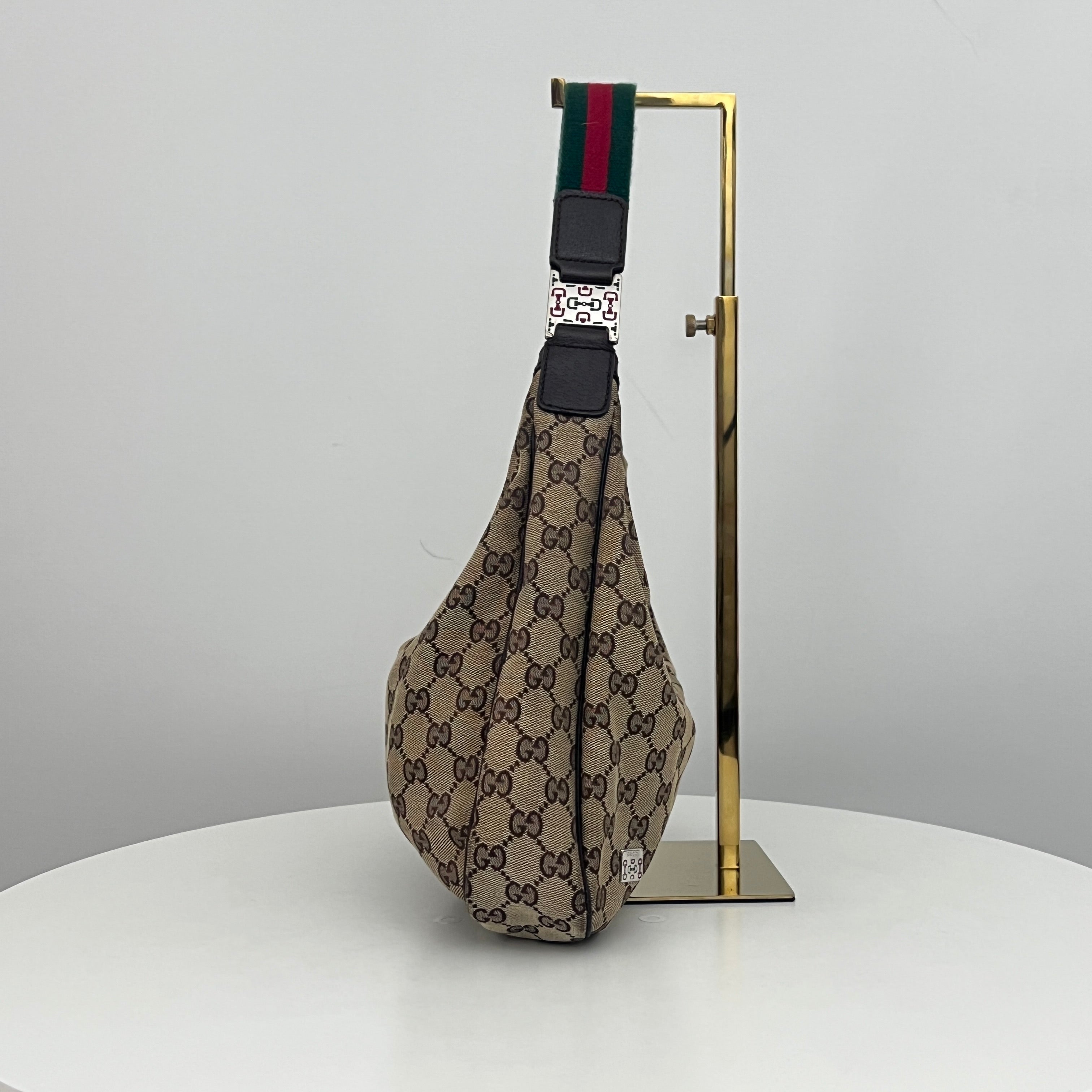 Sac GUCCI Hobo GG toile et cuir marron