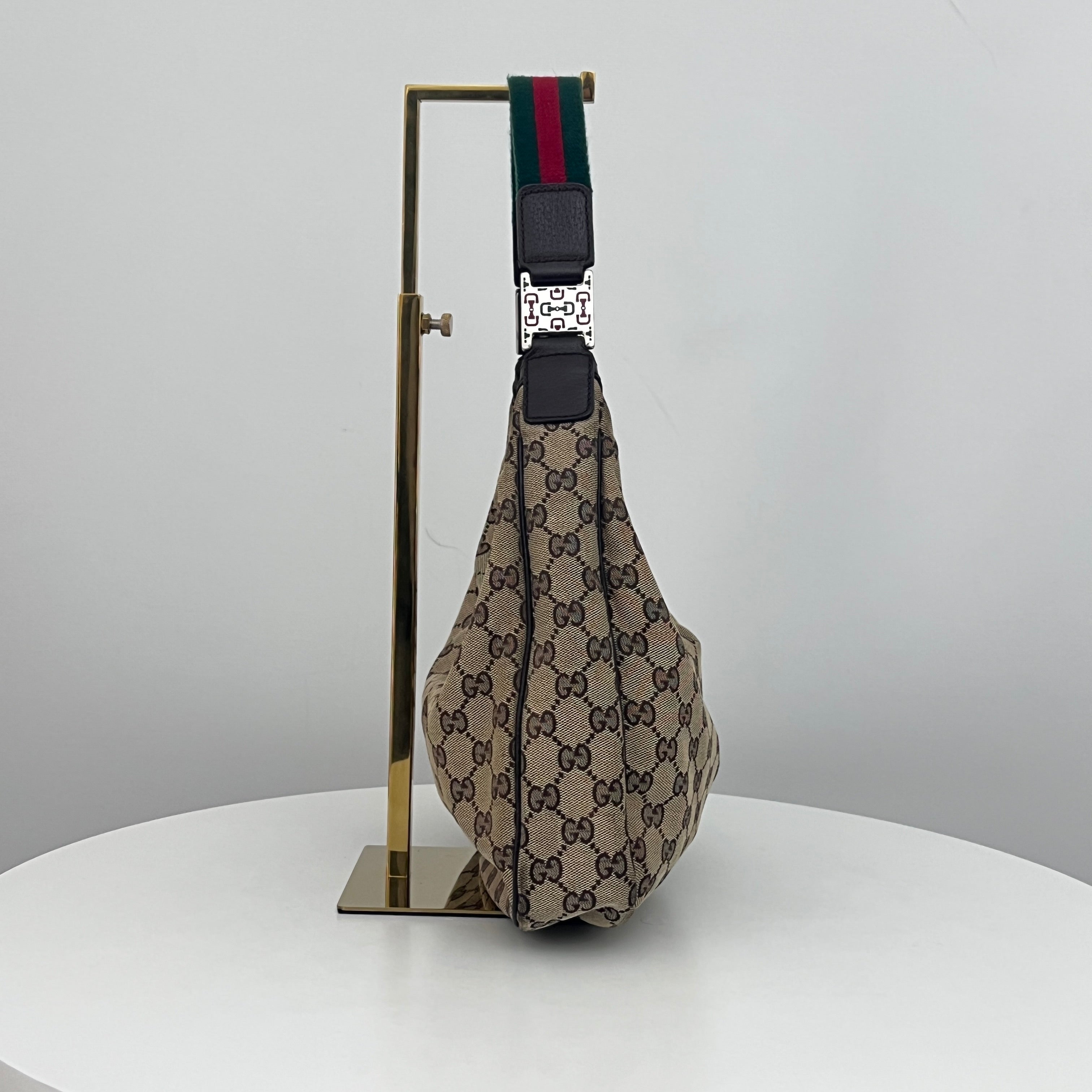 Sac GUCCI Hobo GG toile et cuir marron