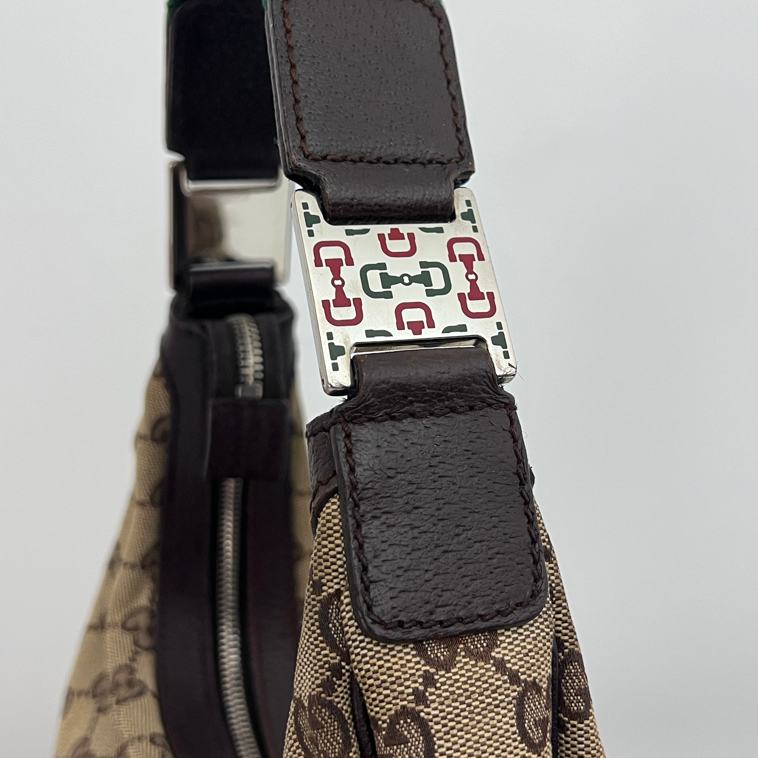 Sac GUCCI Hobo GG toile et cuir marron