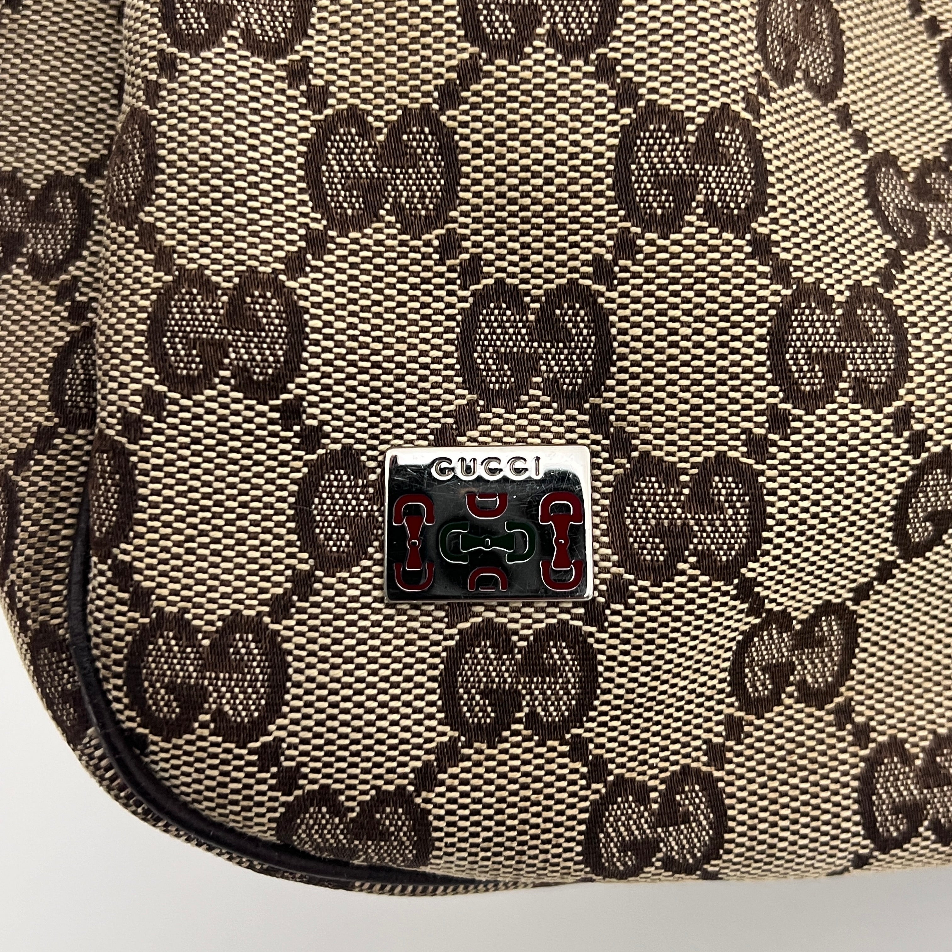 Sac GUCCI Hobo GG toile et cuir marron
