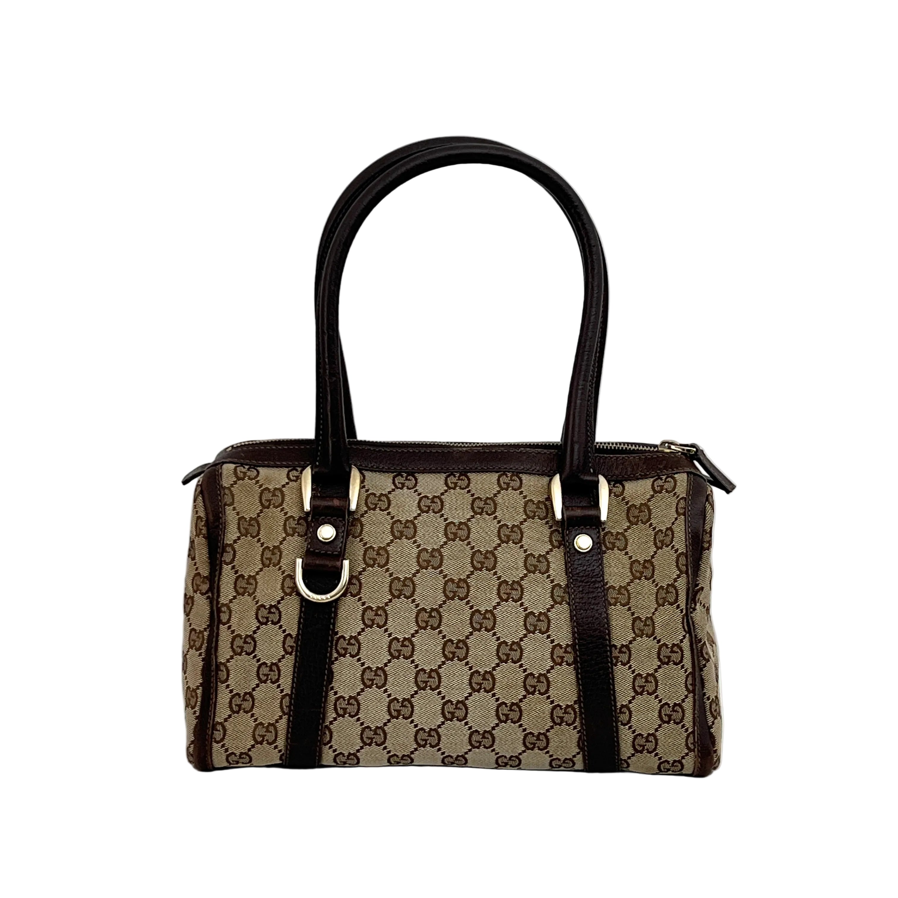 Sac GUCCI Mini Abbey Boston toile et cuir marron