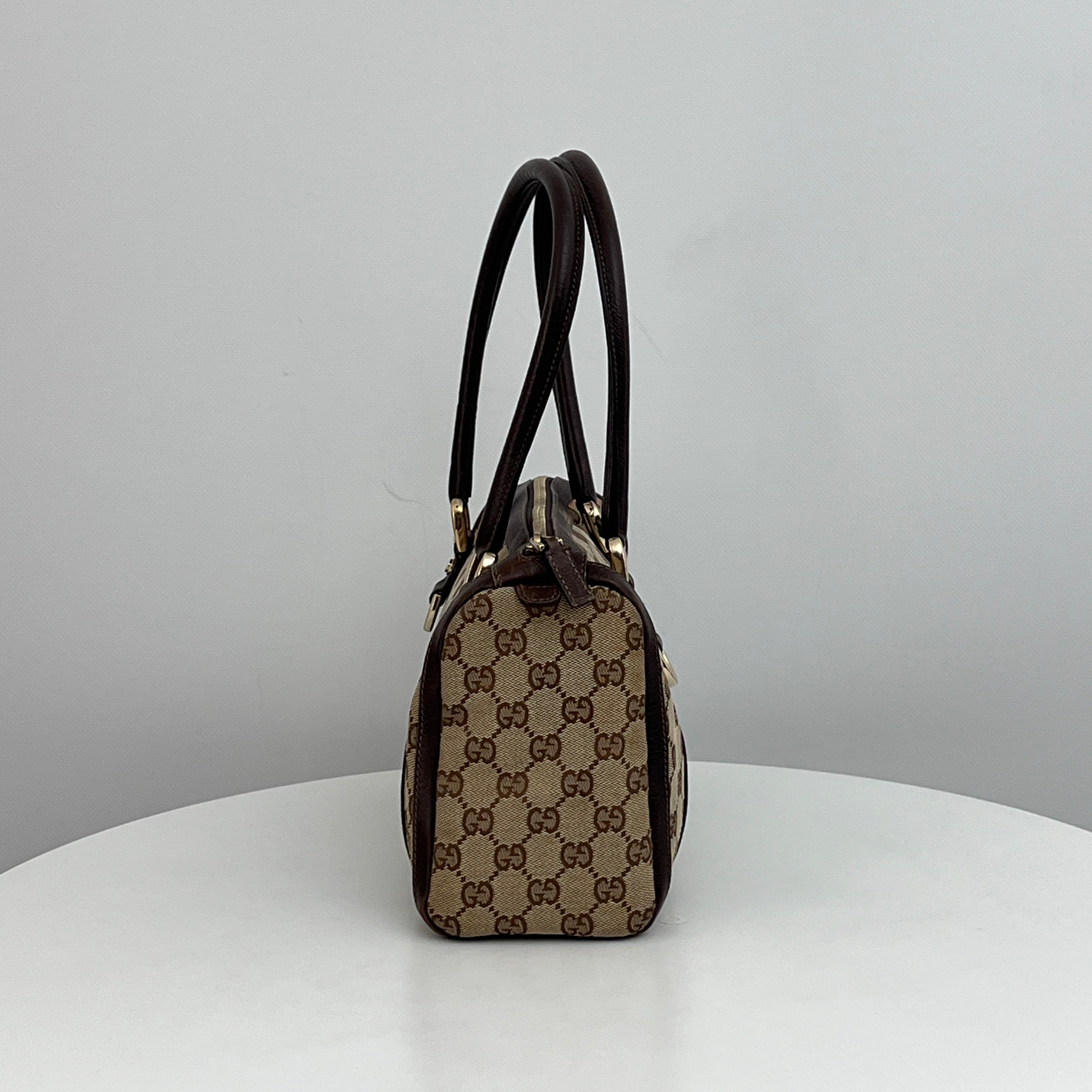 Sac GUCCI Mini Abbey Boston toile et cuir marron