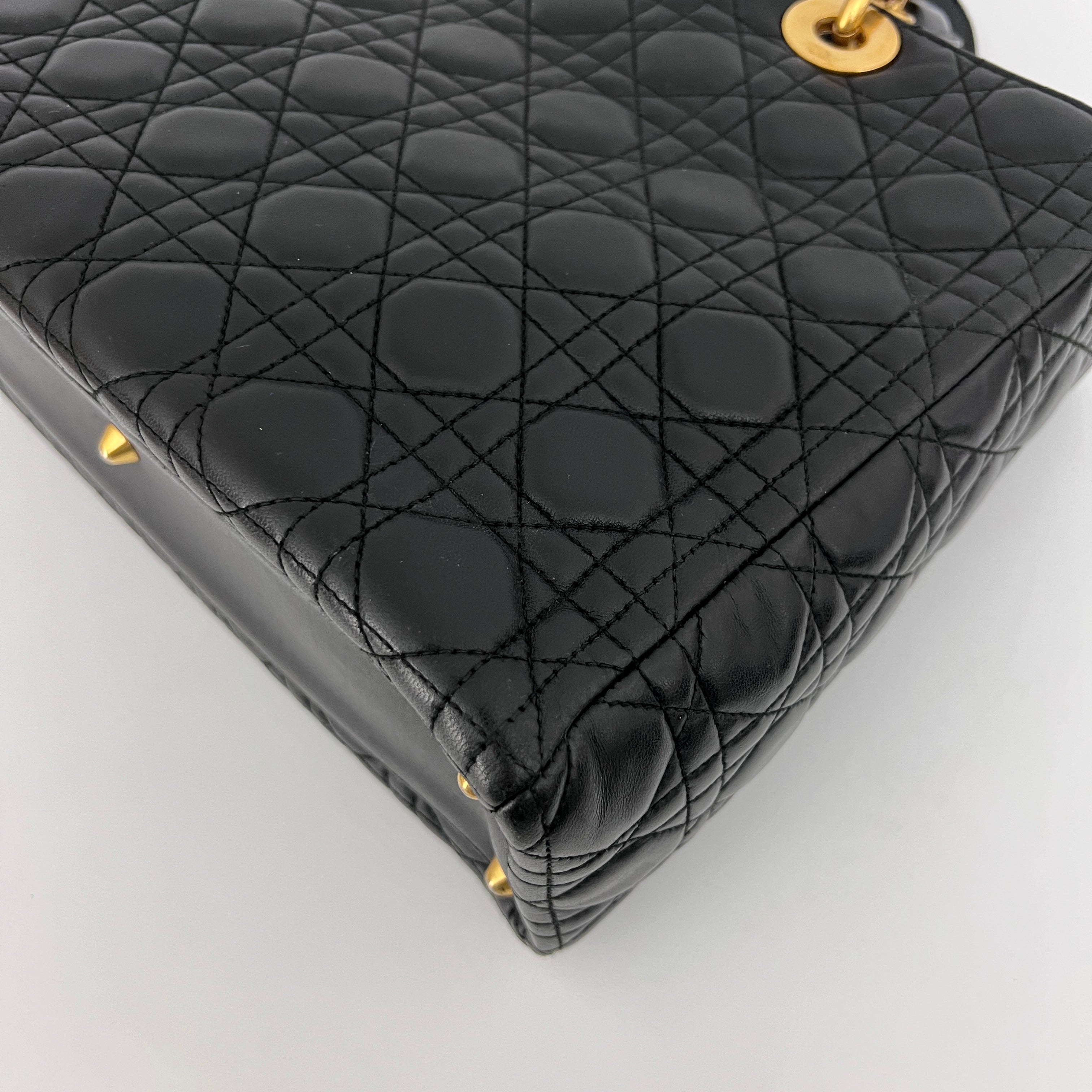 DIOR Lady Dior Large shoulder bag in black lambskin