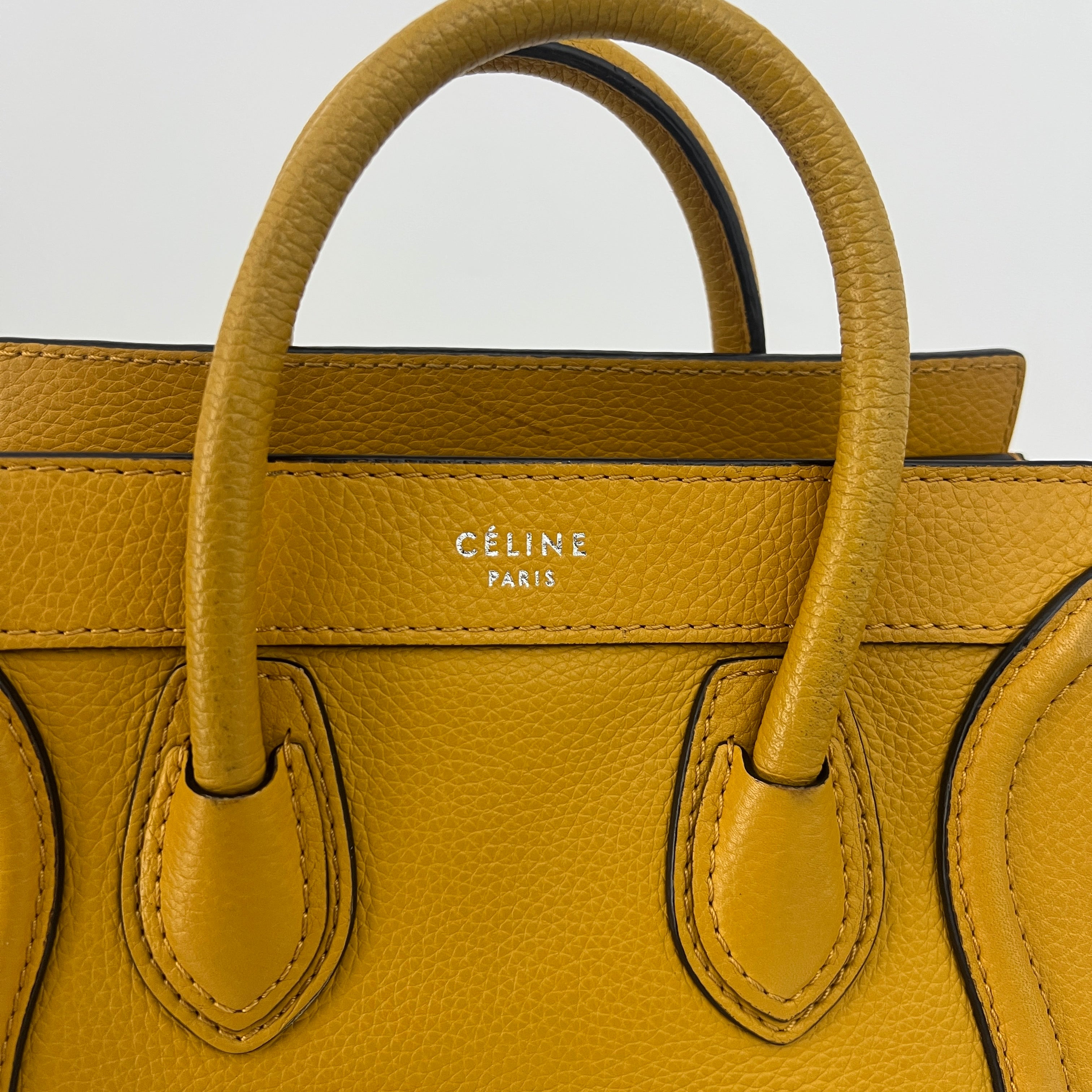 Sac à bandoulière CELINE Nano Luggage cuir jaune