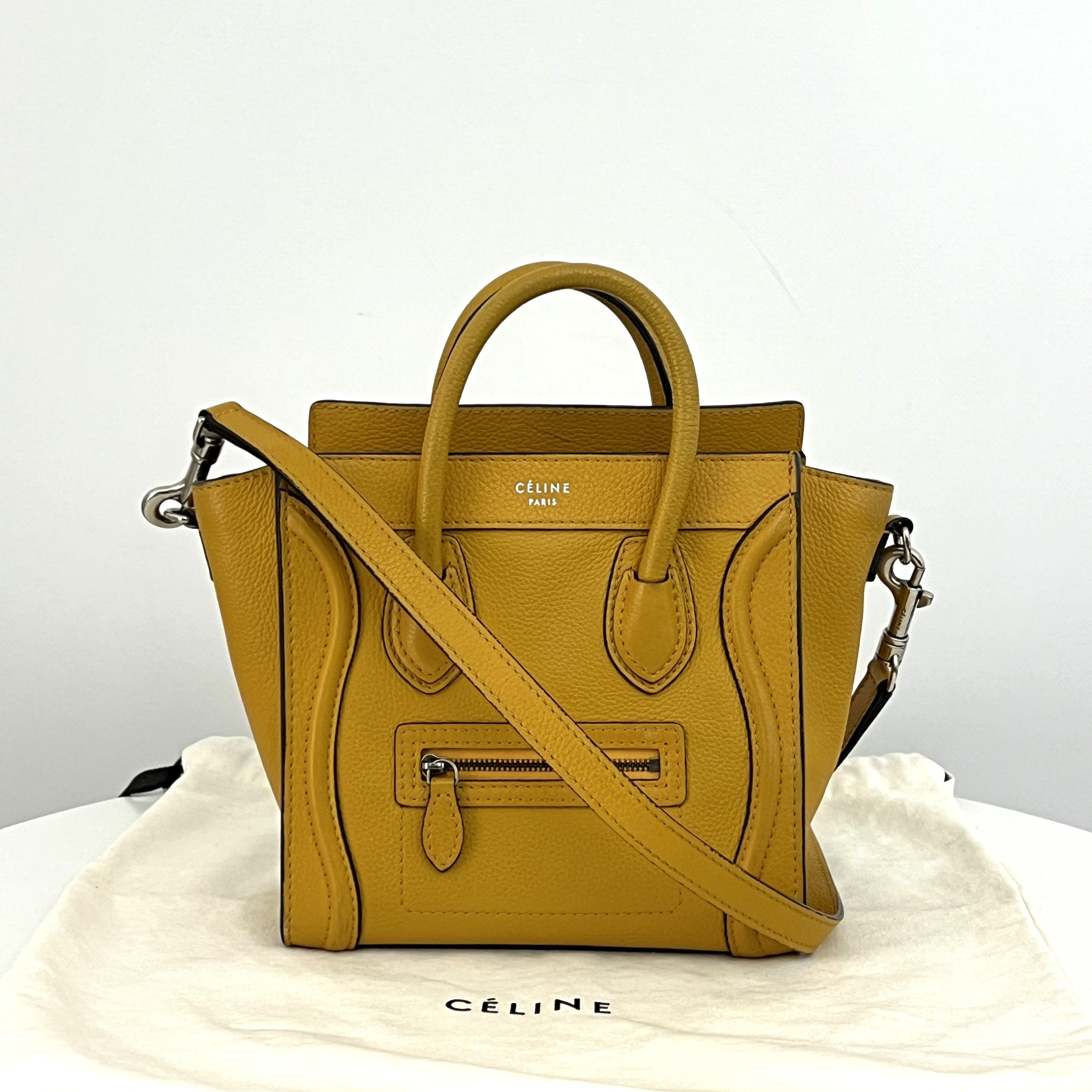 Sac à bandoulière CELINE Nano Luggage cuir jaune