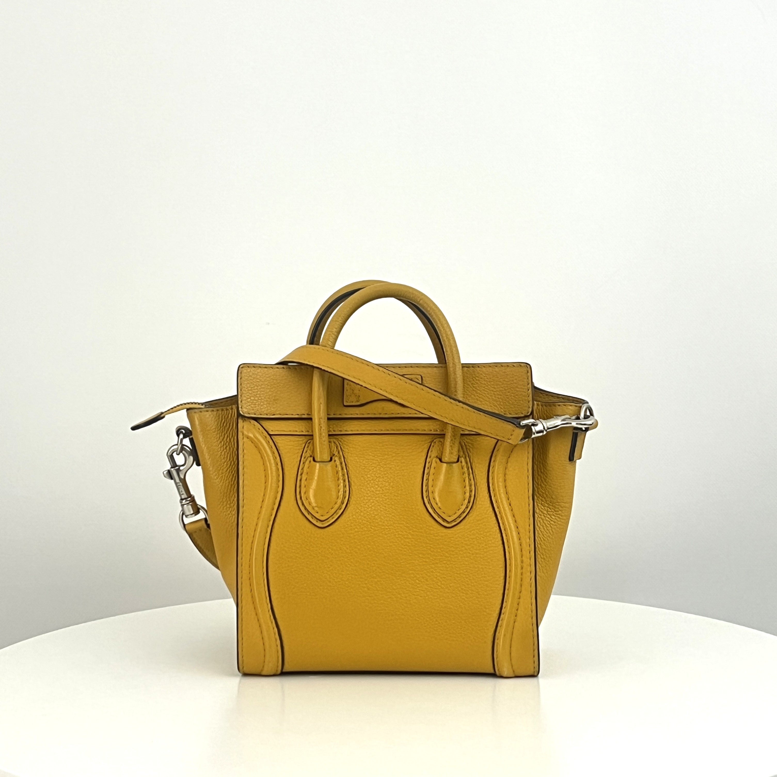 Sac à bandoulière CELINE Nano Luggage cuir jaune