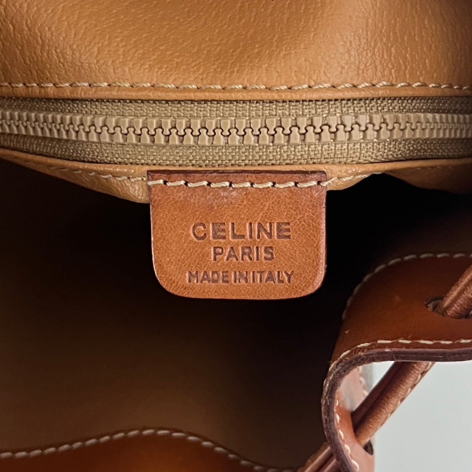 Sac à main CELINE Seau toile et cuir marron