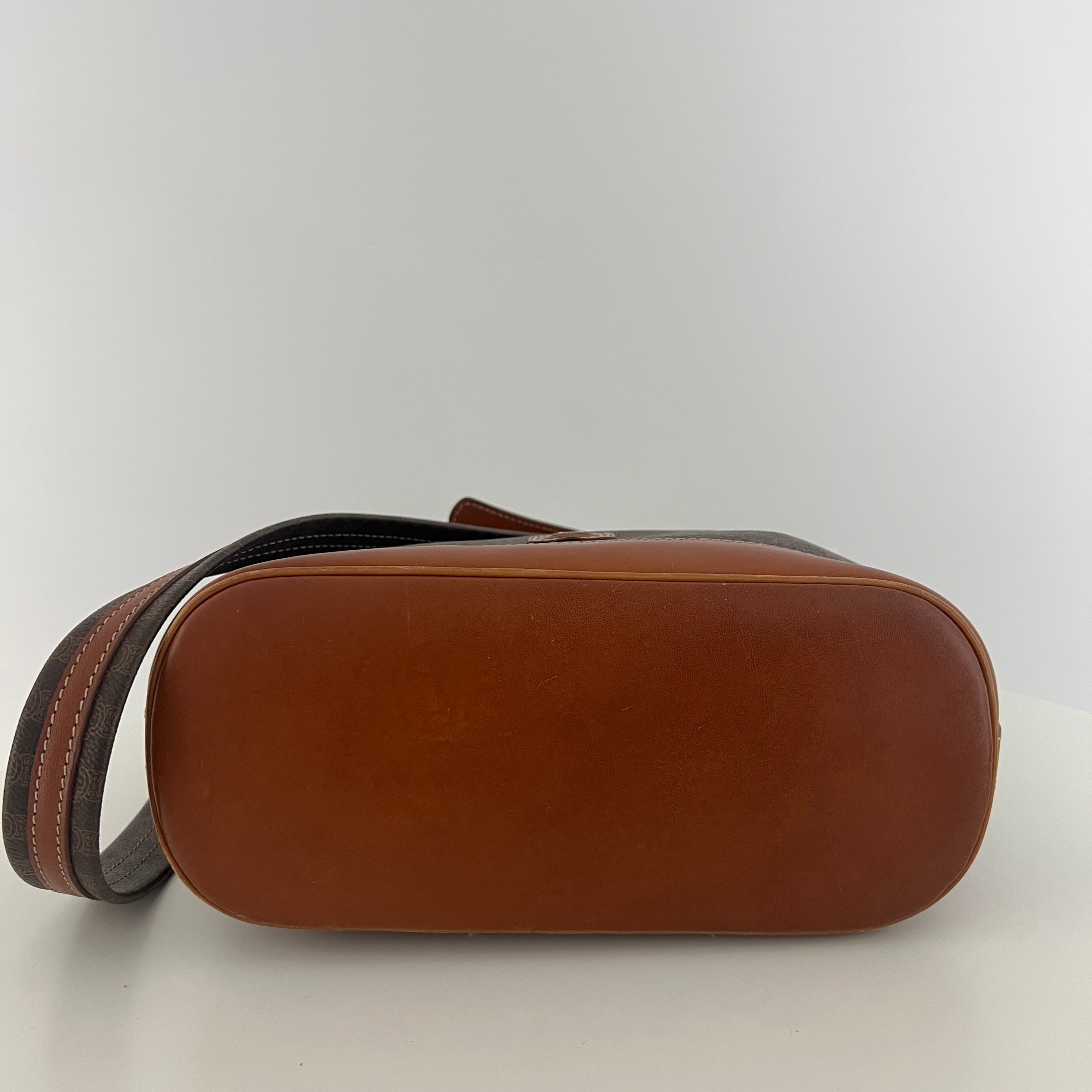 Sac à main CELINE Seau toile et cuir marron