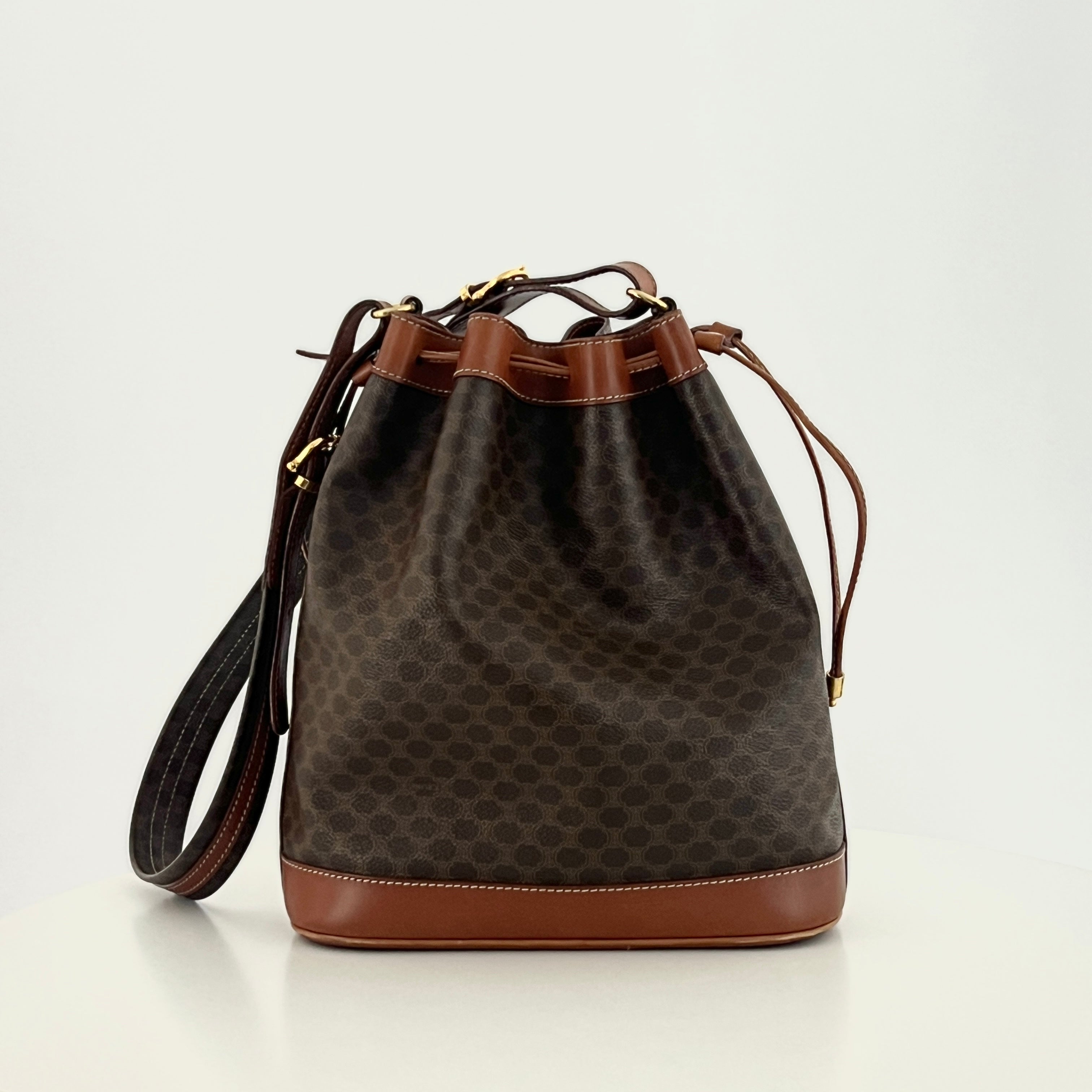 Sac à main CELINE Seau toile et cuir marron