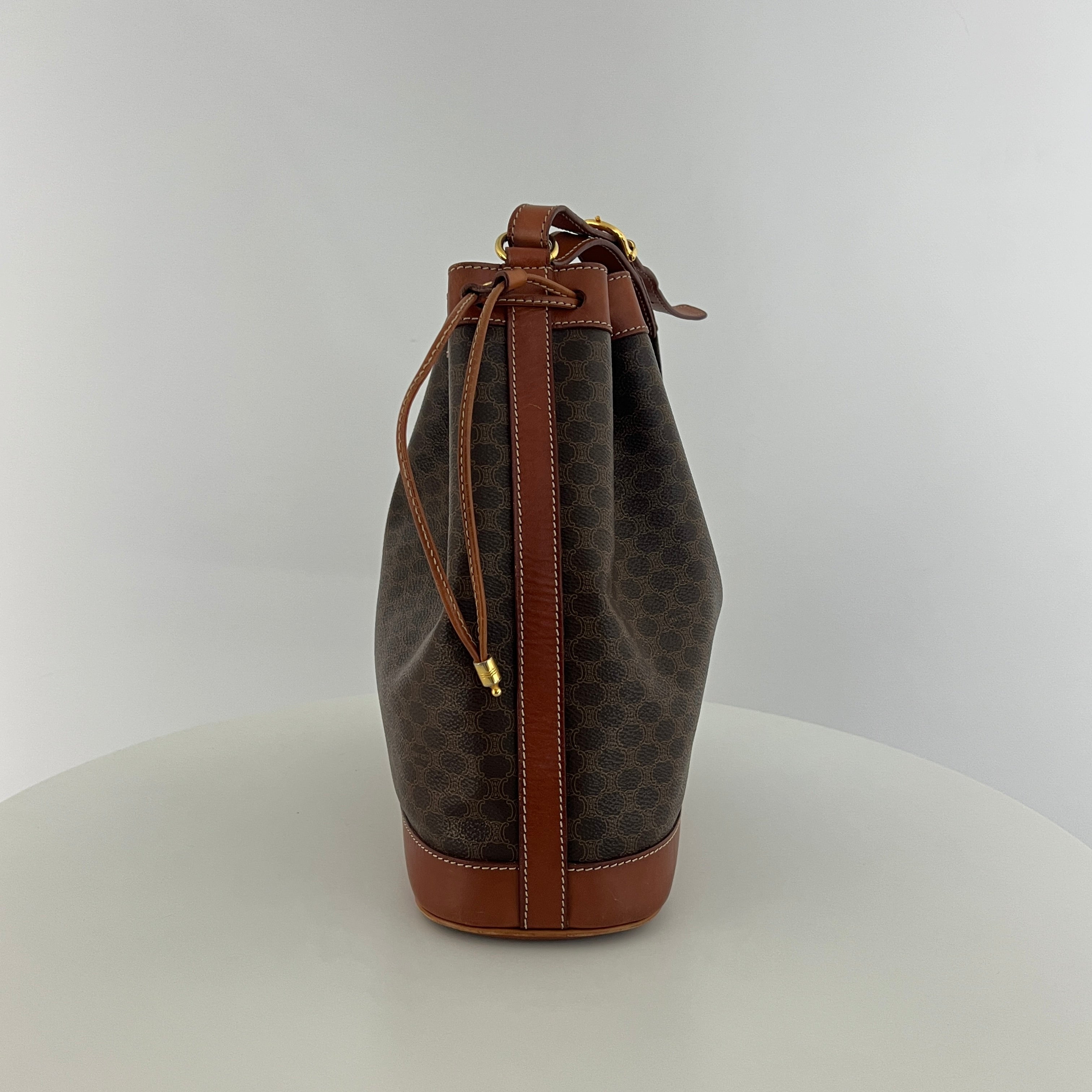 Sac à main CELINE Seau toile et cuir marron