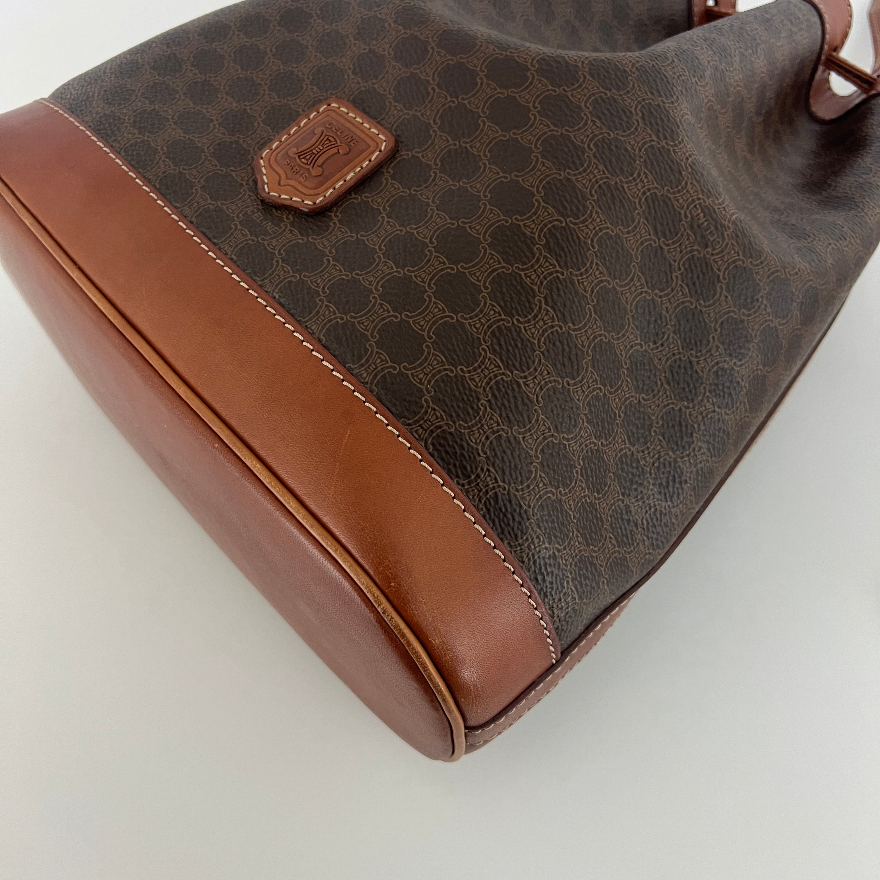 Sac à main CELINE Seau toile et cuir marron